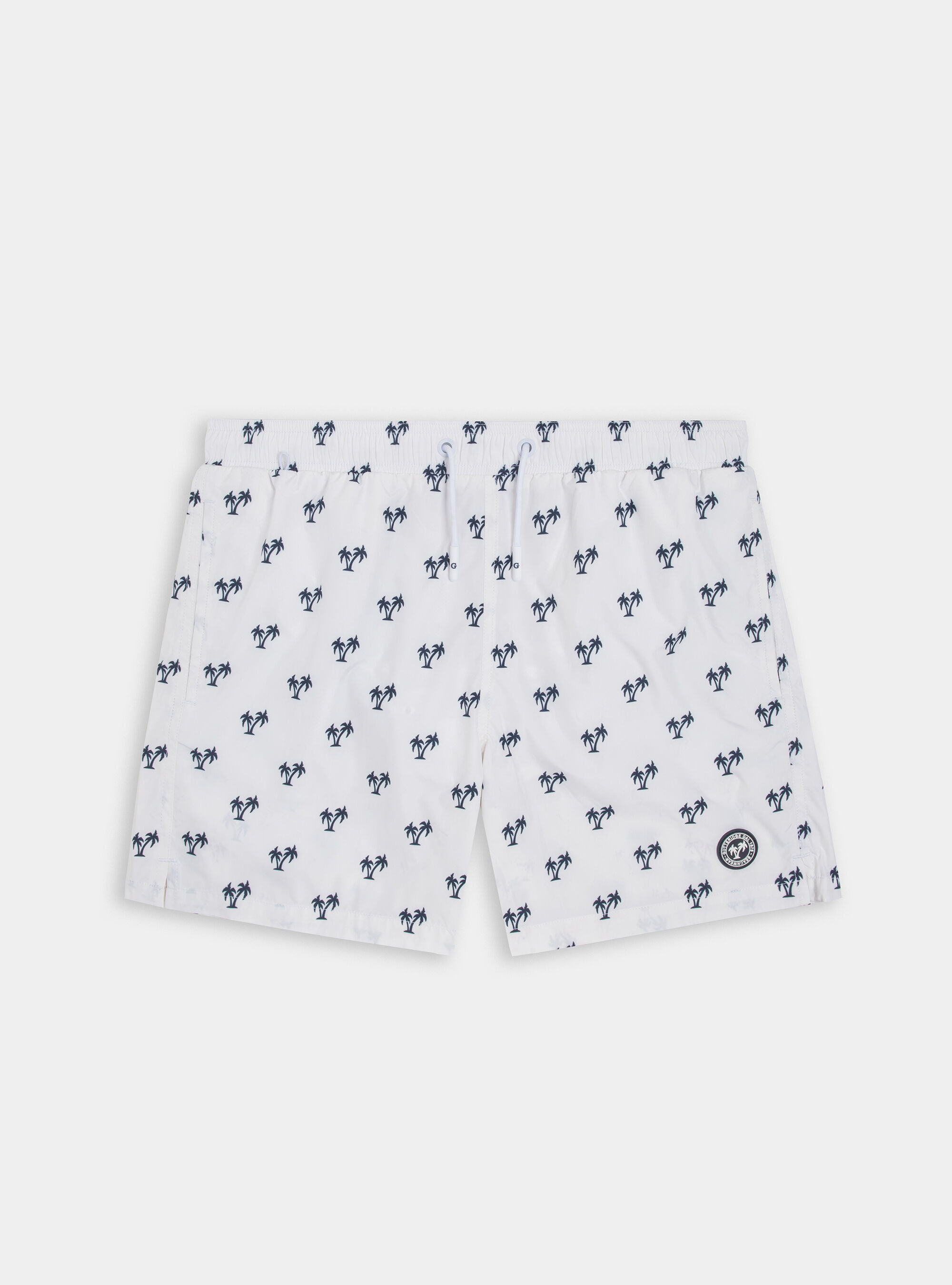 Palm-patterned swimwear, WHITE