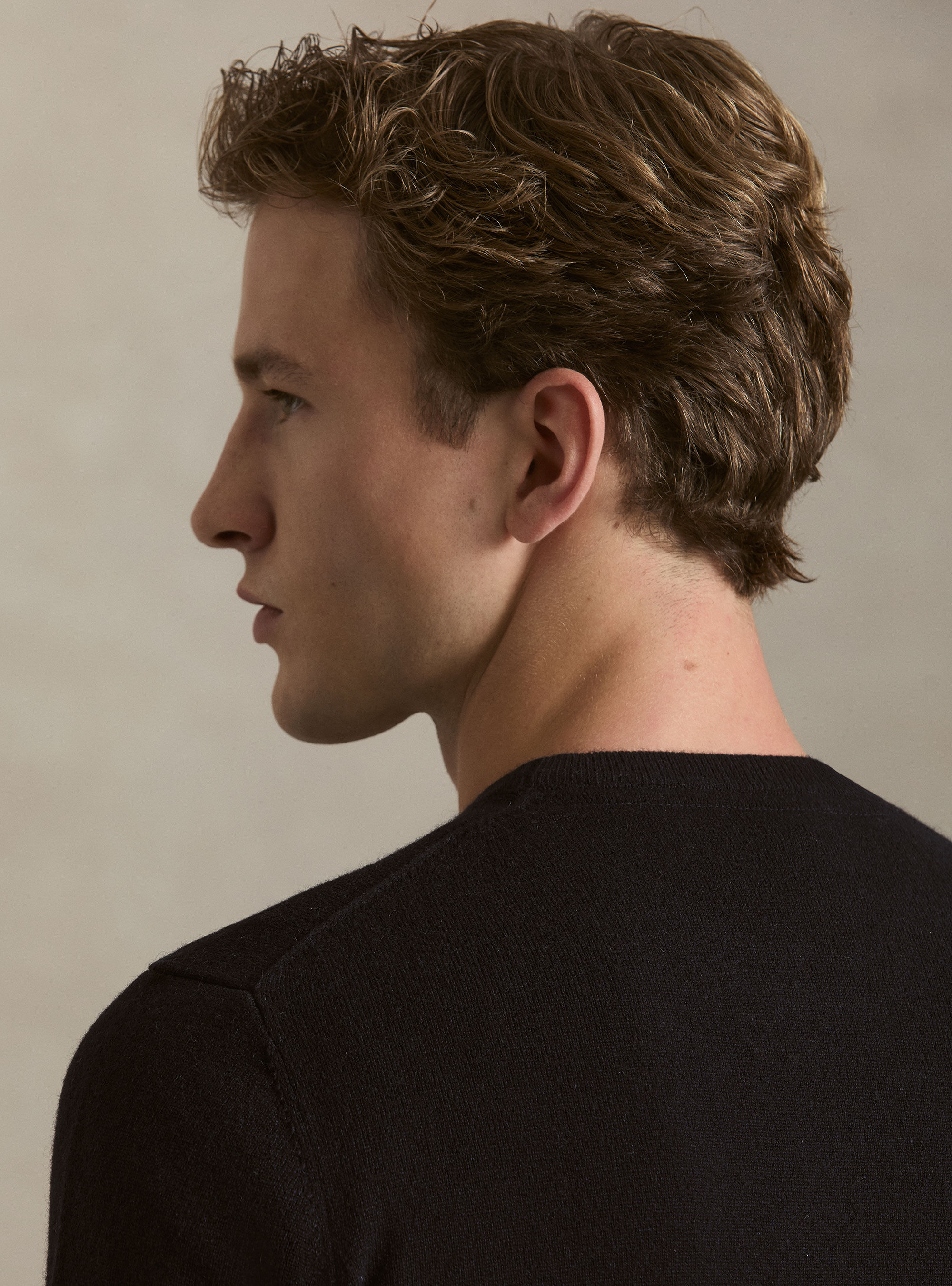 Maglia girocollo in 100% cashmere, BLU NAVY