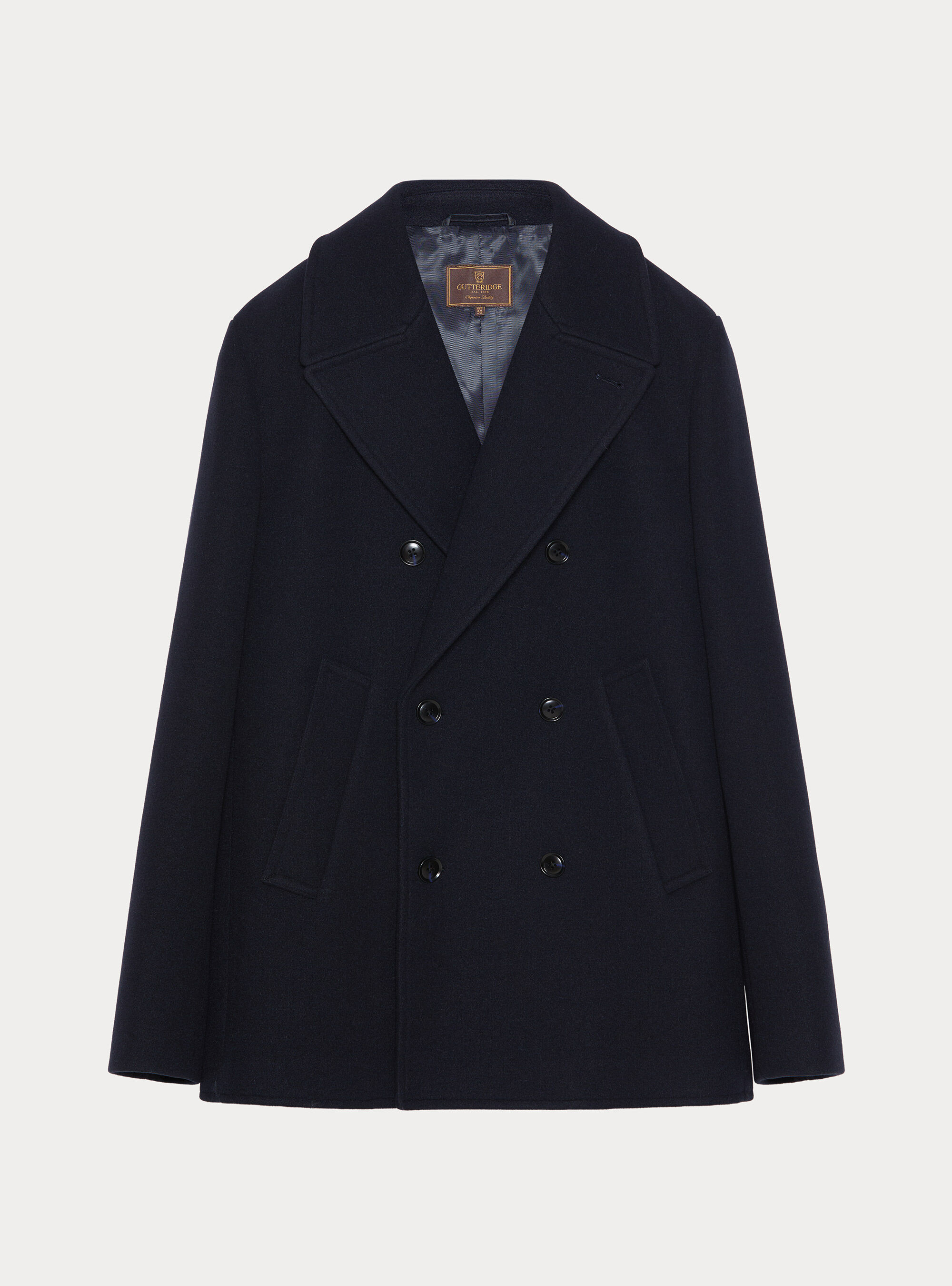 Peacoat doppiopetto tinta unita, NAVY BLUE