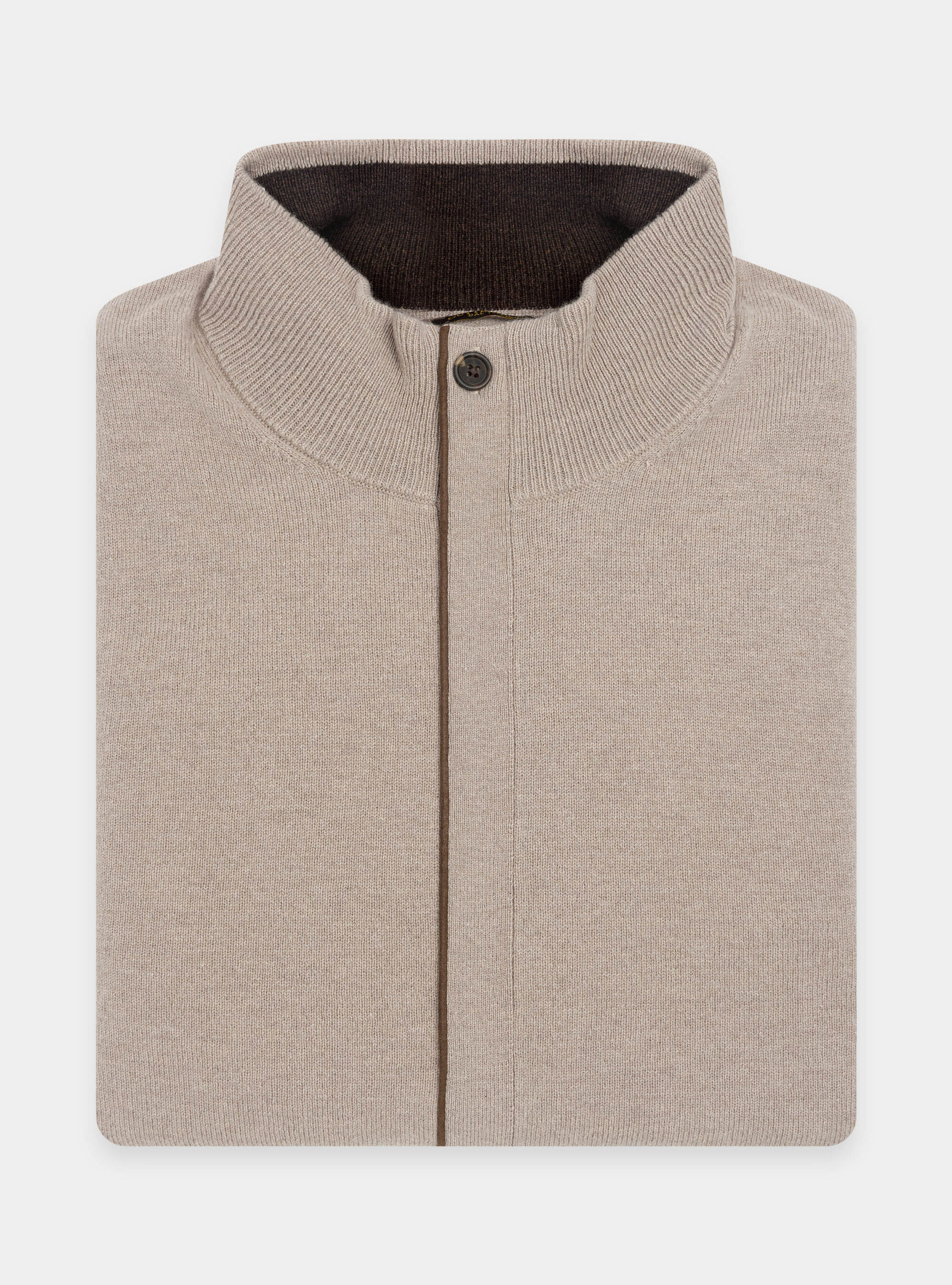 Knitted cardigan in lambswool and cashmere, SAND