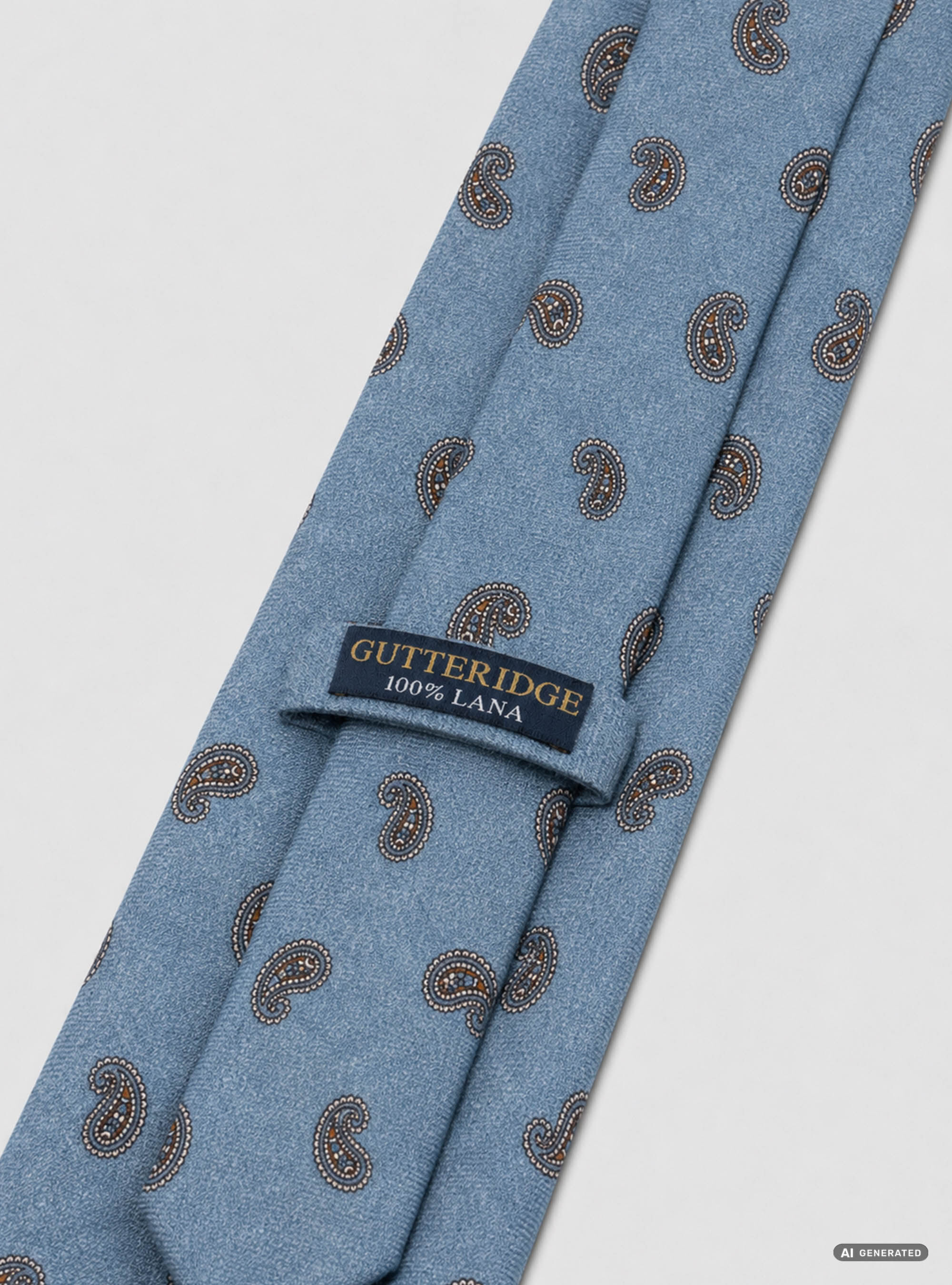 Printed wool paisley tie, LIGHT BLUE