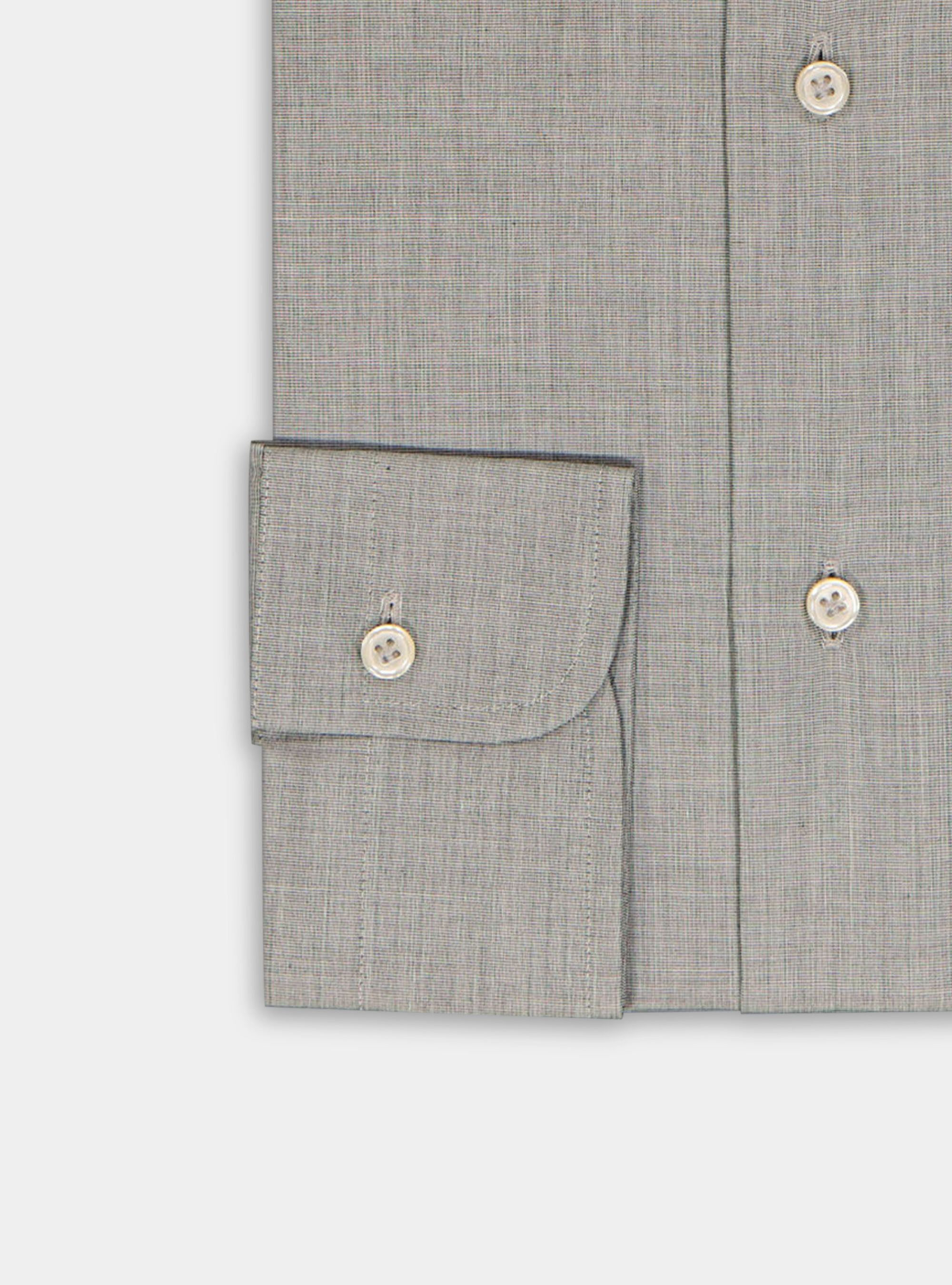 Camicia fil a fil collo francese, GRIGIO CHIARO MELANGE