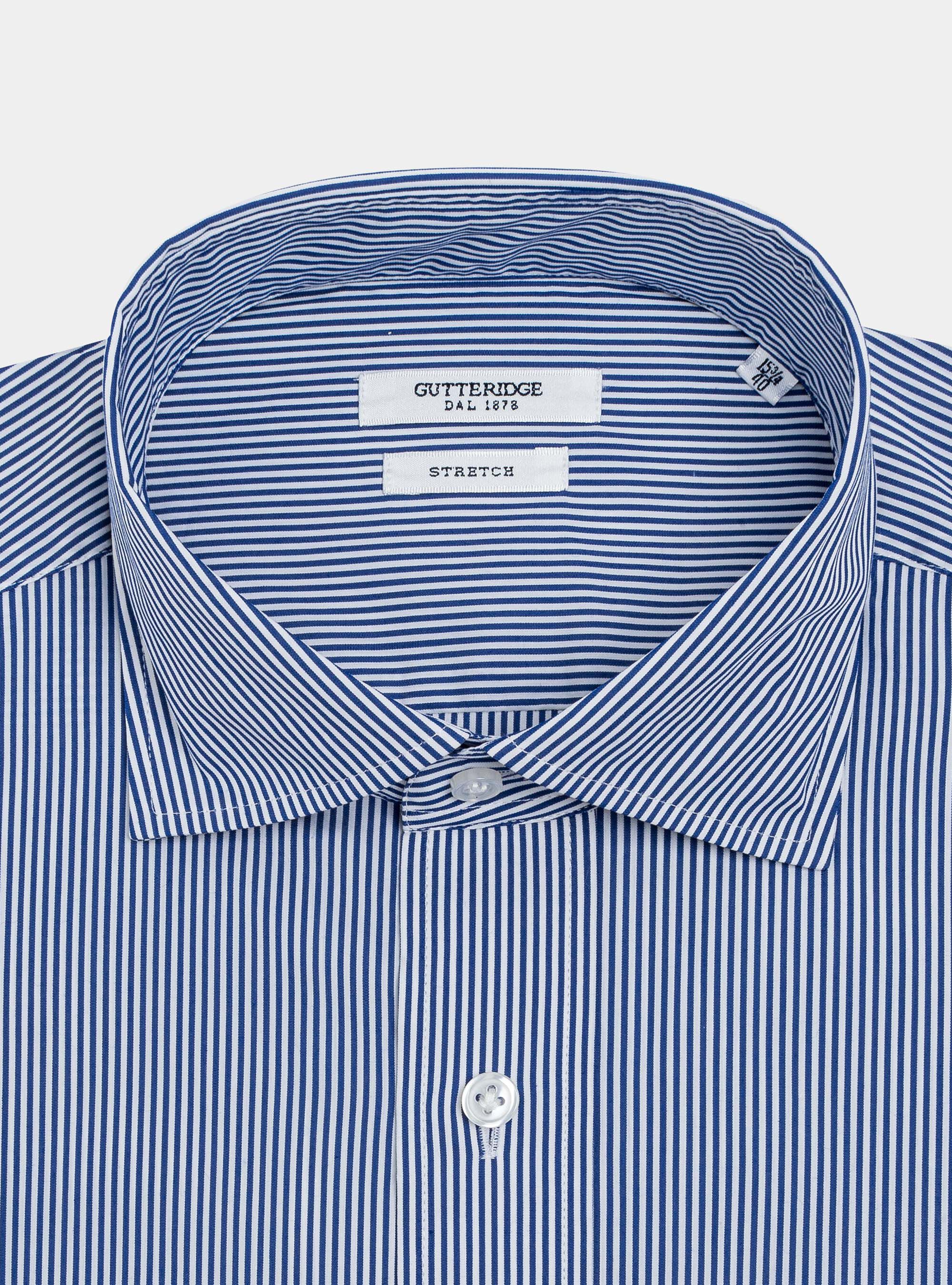 Stretch poplin striped shirt, BLUE