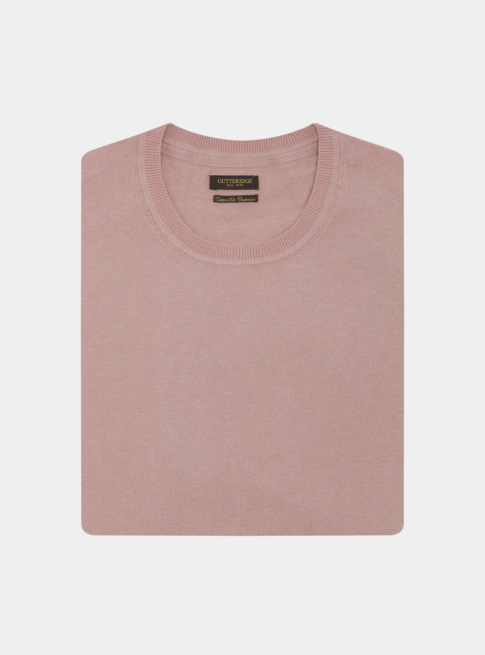 Maglia girocollo in cotone seta e cashmere, 0441C ROSA SCURO