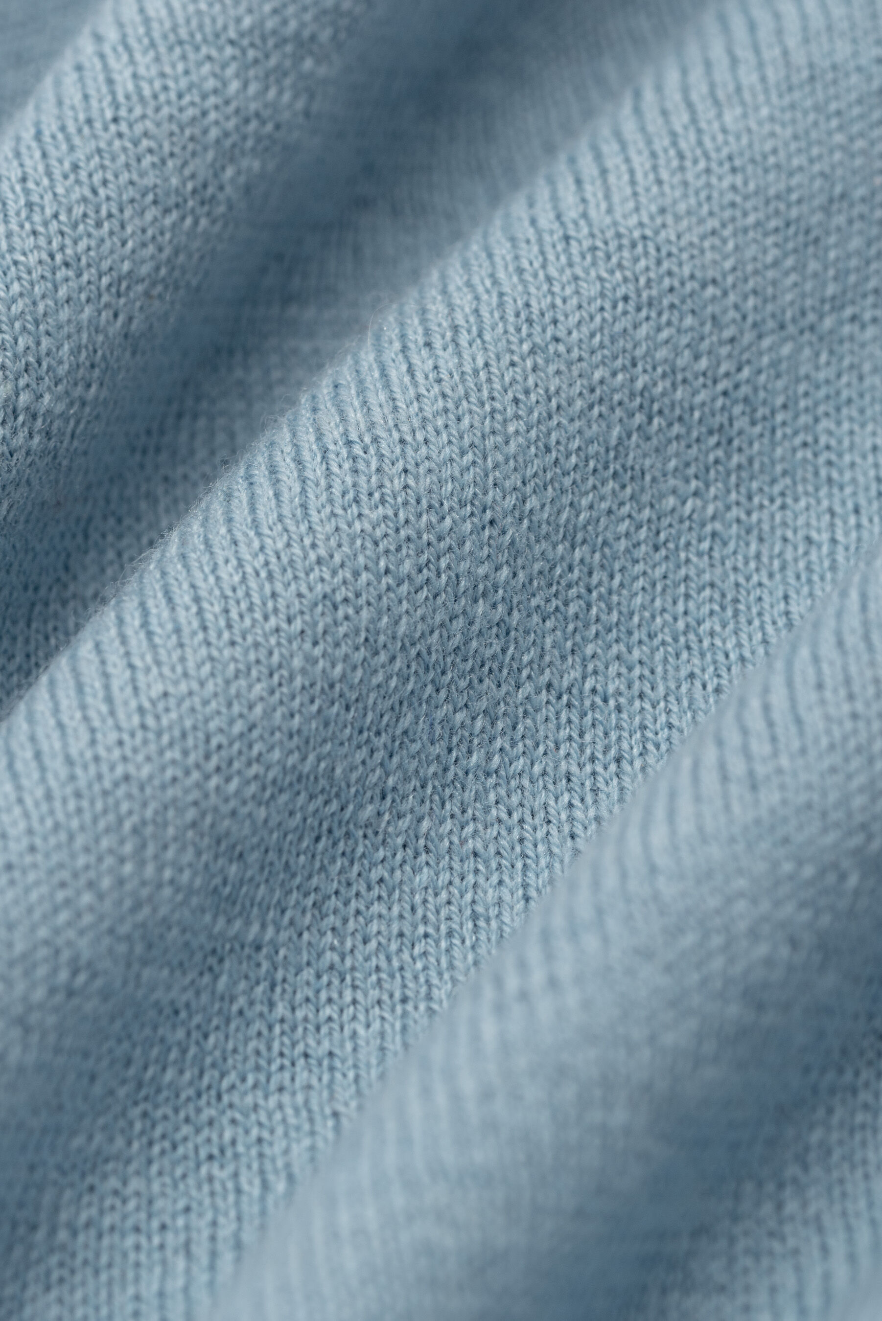 Jersey de cuello redondo de algod&oacute;n, seda y cachemira, CELESTE