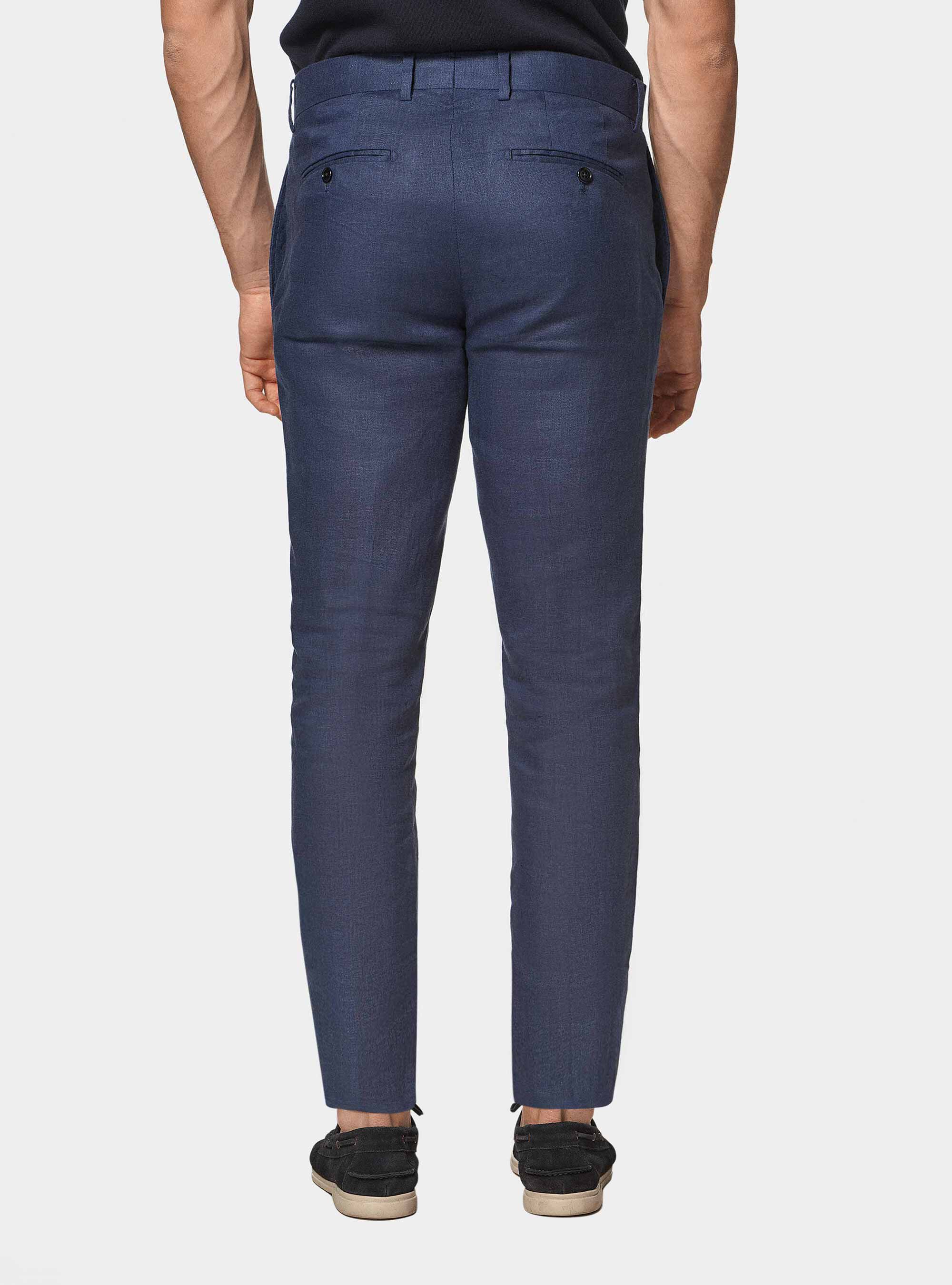 Pantaloni abito in puro lino, BLU