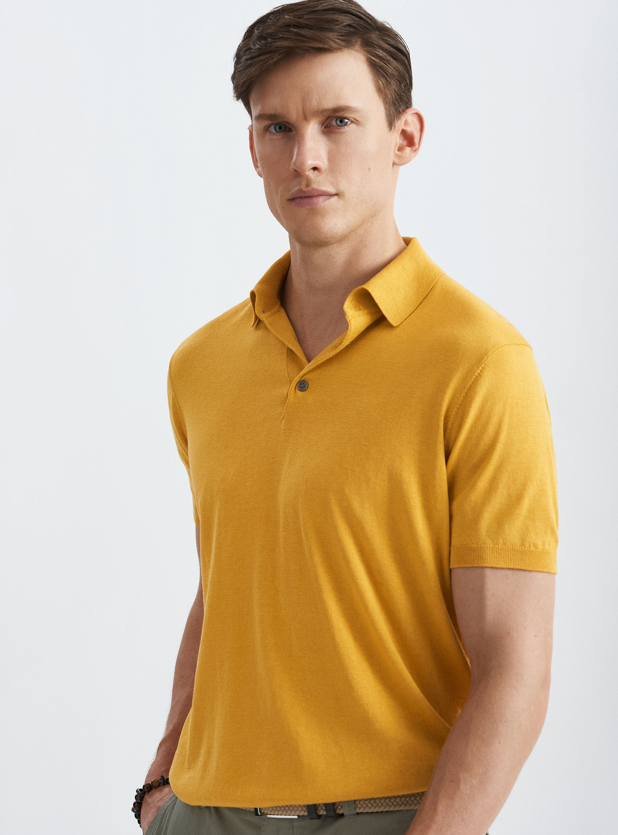 Polo in jersey di seta e cotone melange | GIORGIO ARMANI Uomo
