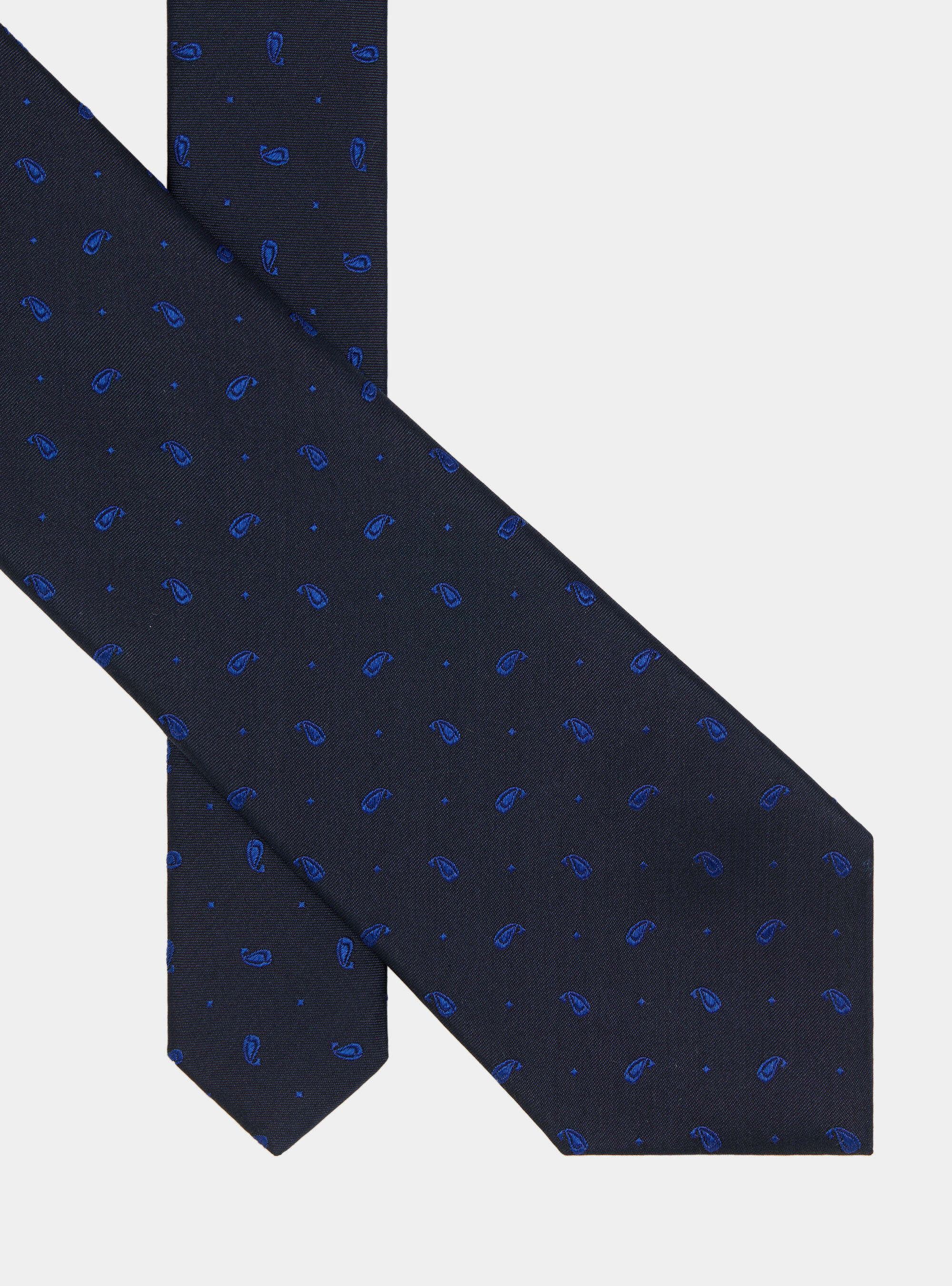 Cravatta in seta jacquard motivo paisley, NAVY/BLU B99