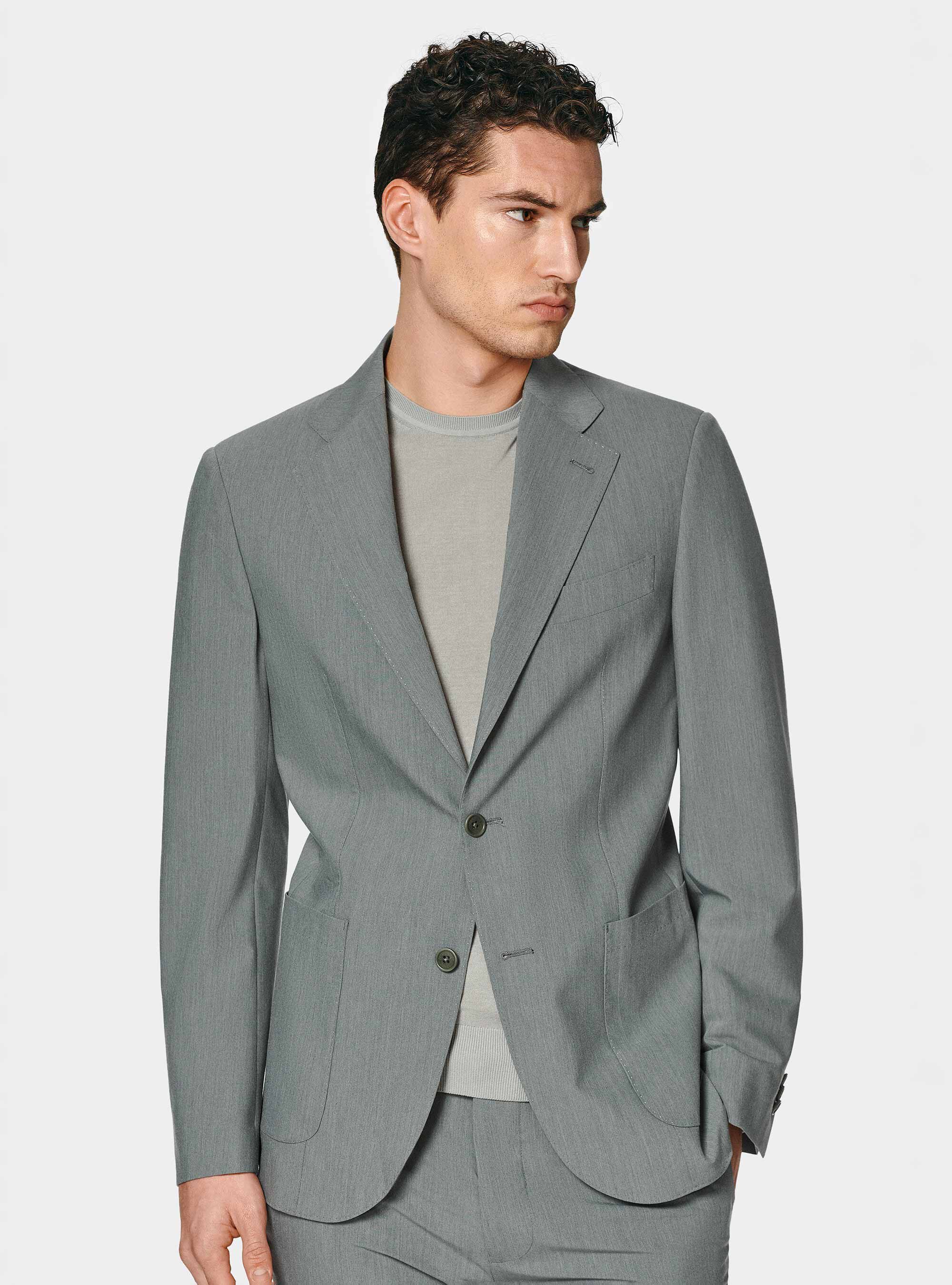 Giacca abito classico slim fit, GRIGIO CHIARO