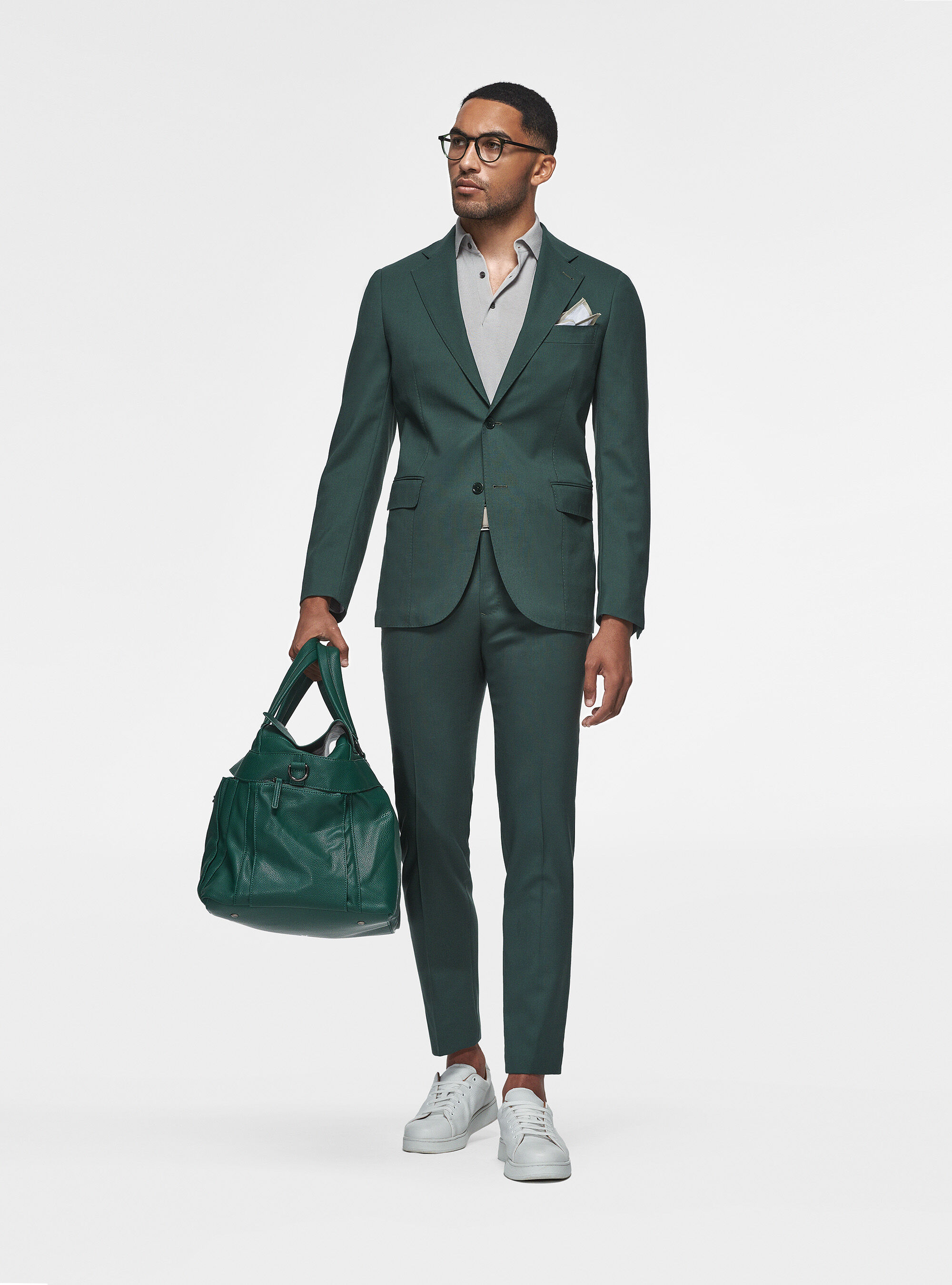 Green suit in pure wool Vitale Barberis Canonico