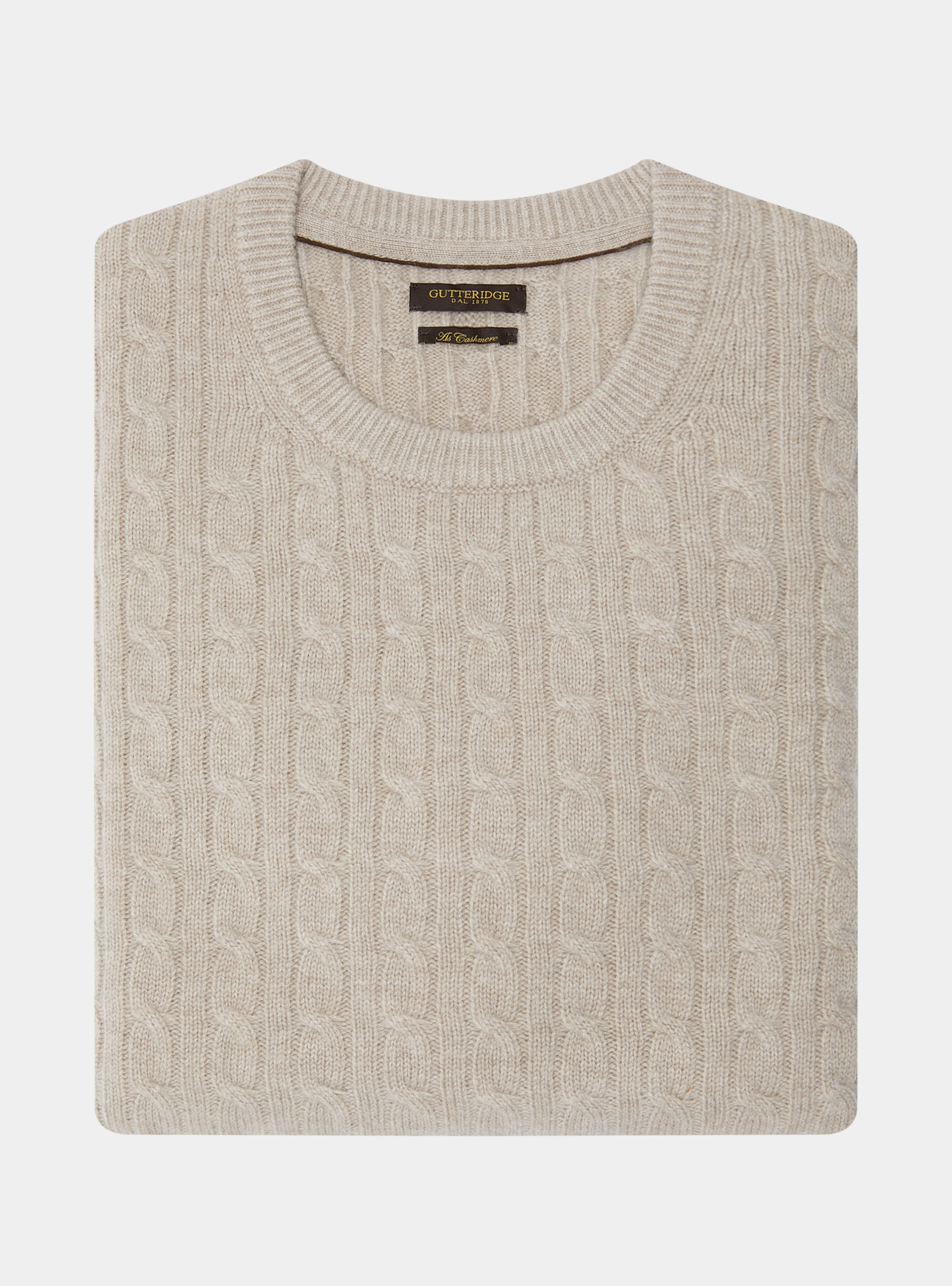 Wool and cashmere crew-neck sweater with braid, ECRU