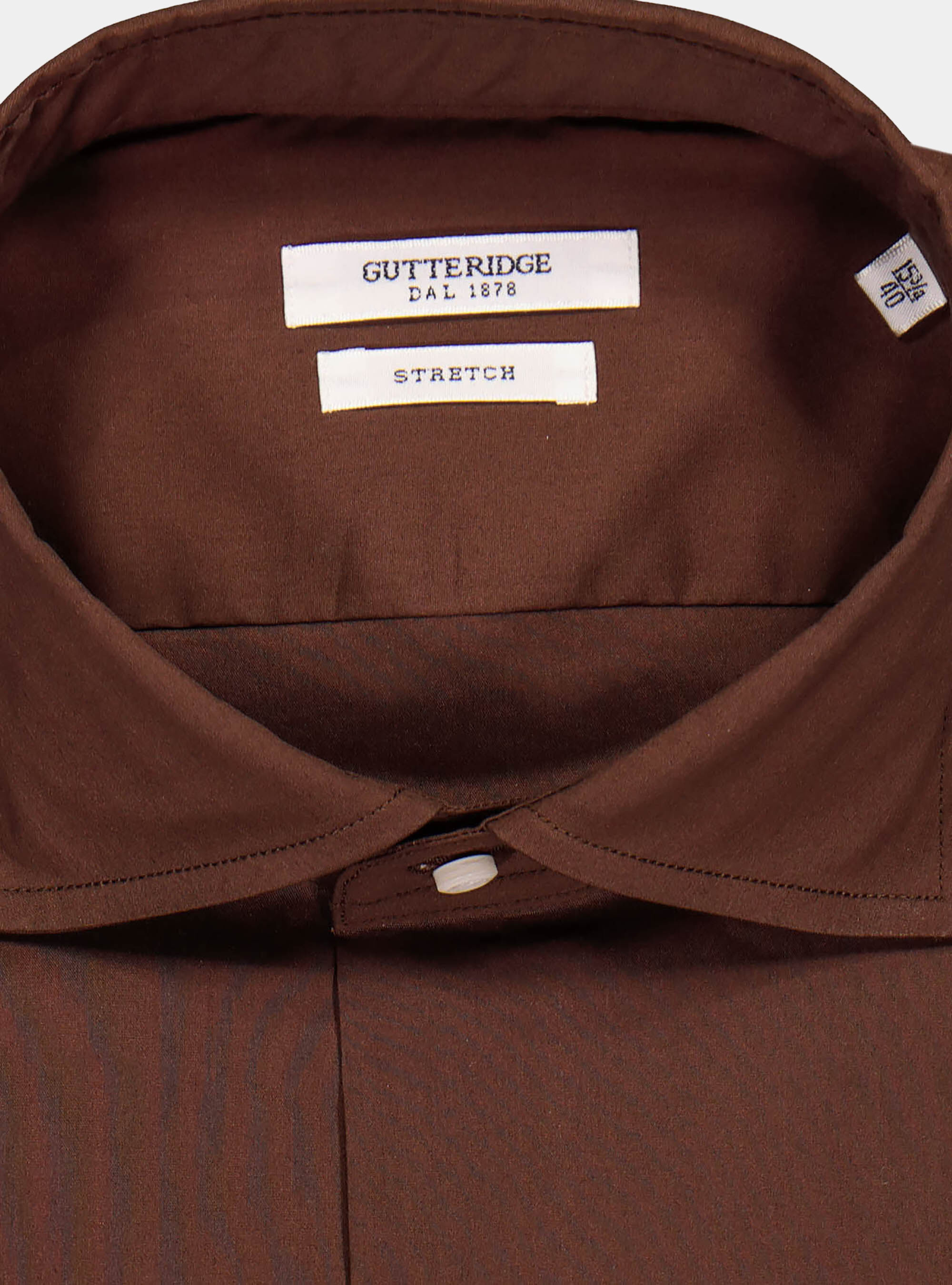 Camicia in cotone stretch, MARRONE