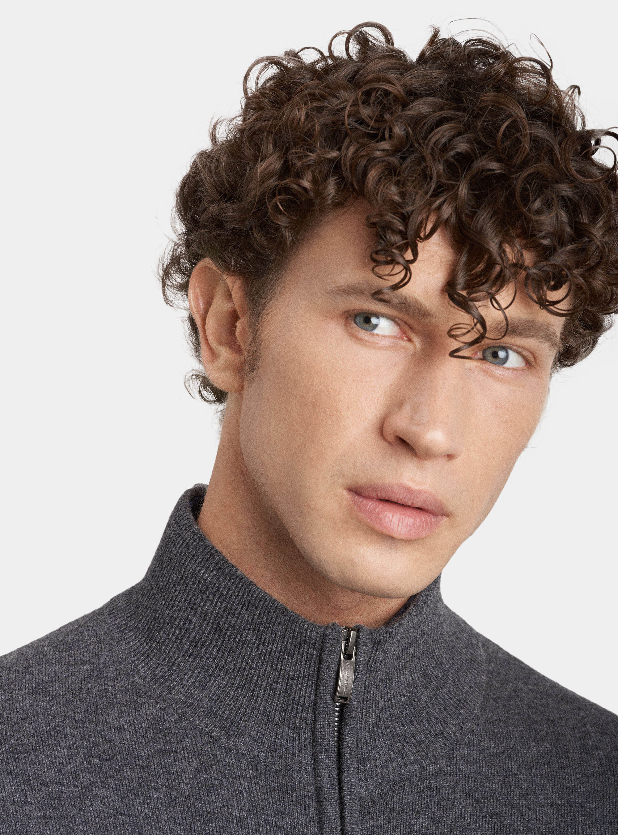 Cardigan full zip in lana cashmere, ASFALTO