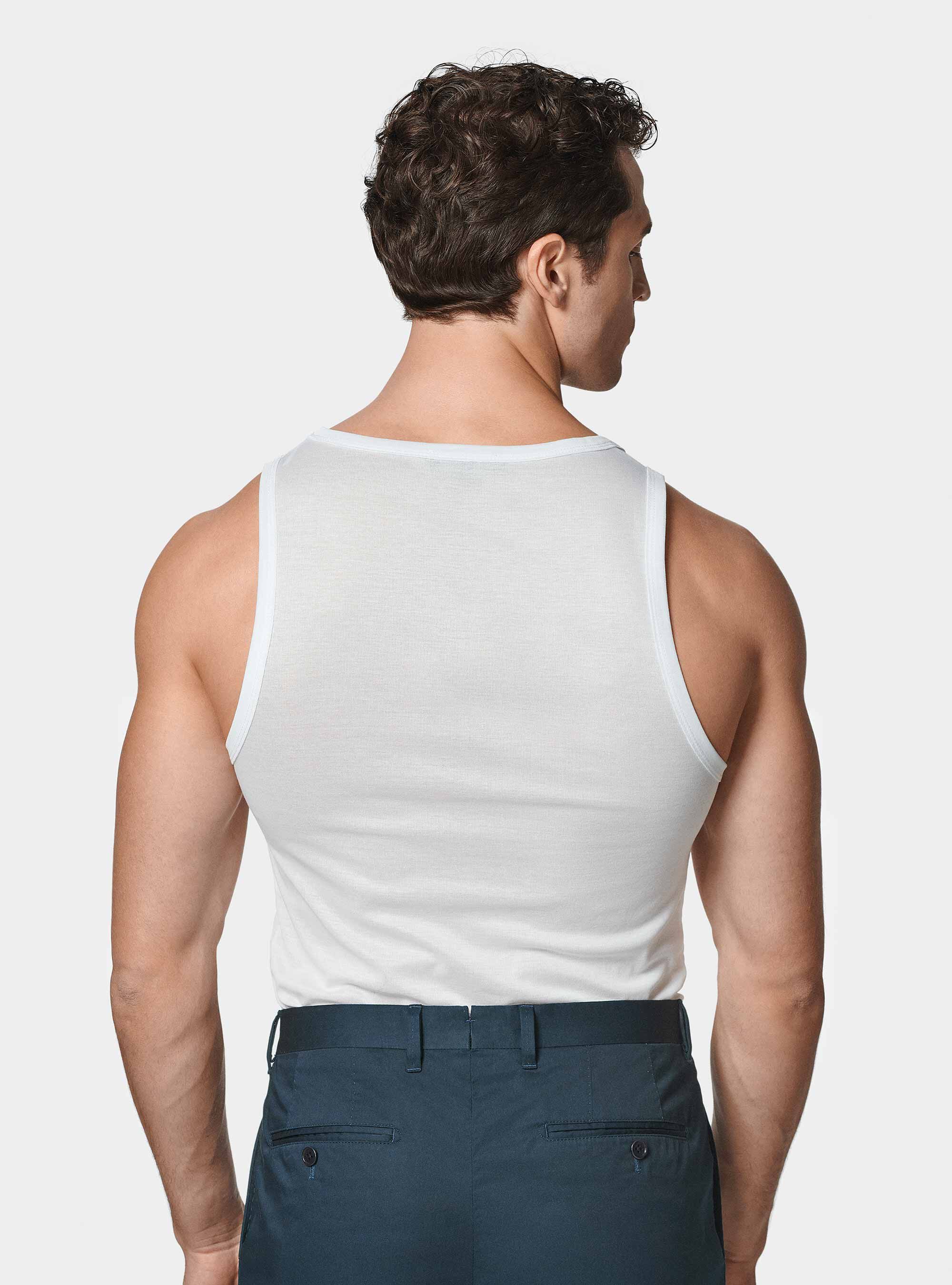 Camiseta de tirantes de hilo de algod&oacute;n, BLANCO