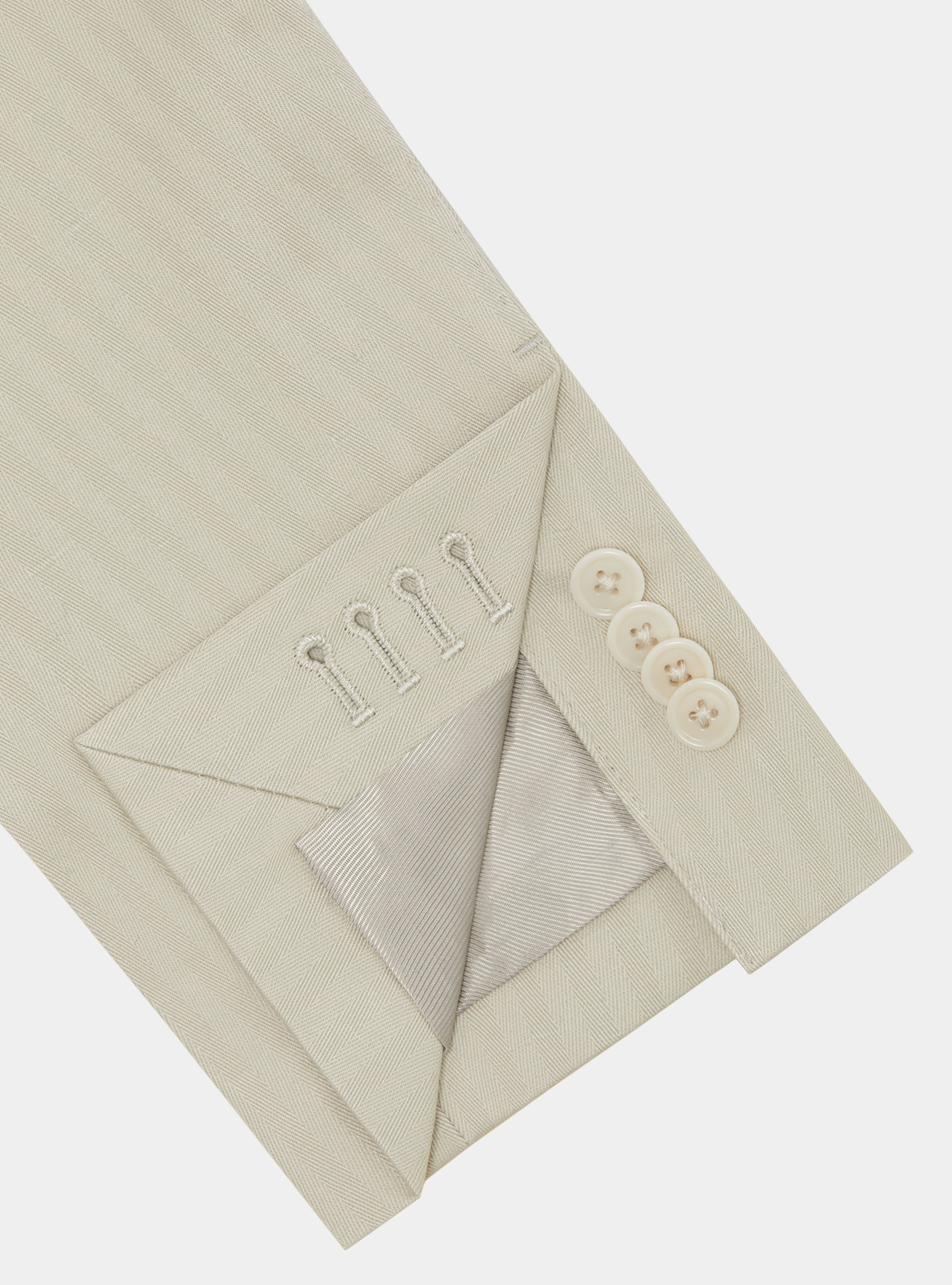Giacca abito doppiopetto in cotone e lino, ECRU