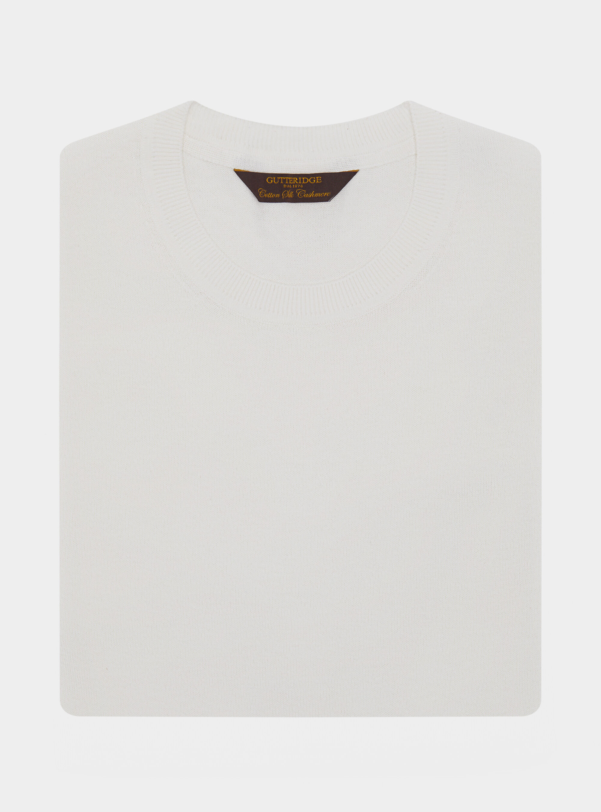 Round-neck sweater in cotton silk and cashmere, WHITE