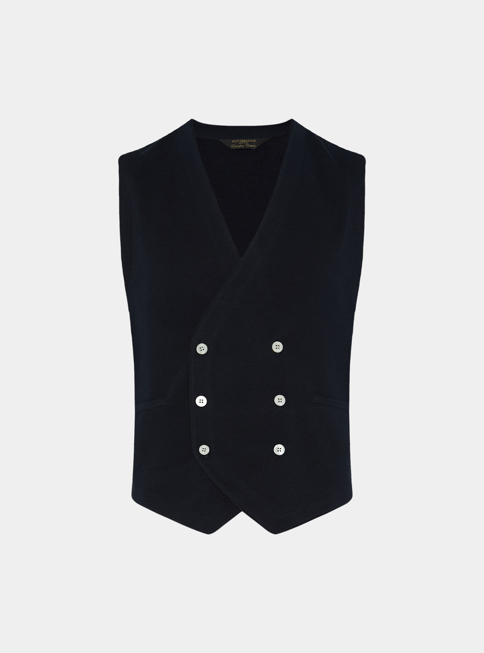 Gilet doppiopetto in maglia di cotone, BLU NAVY