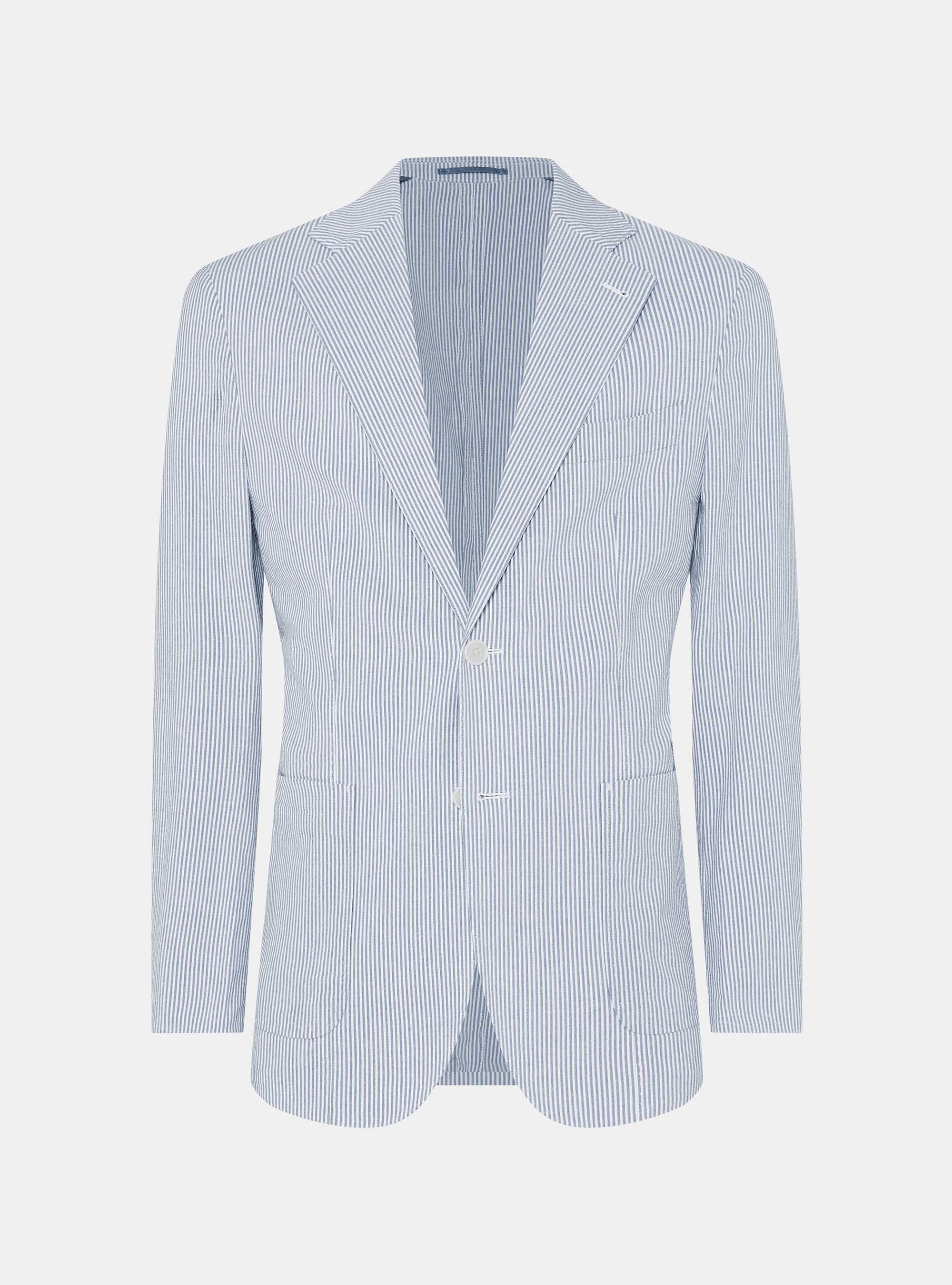 Giacca in cotone seersucker rigato, BLU