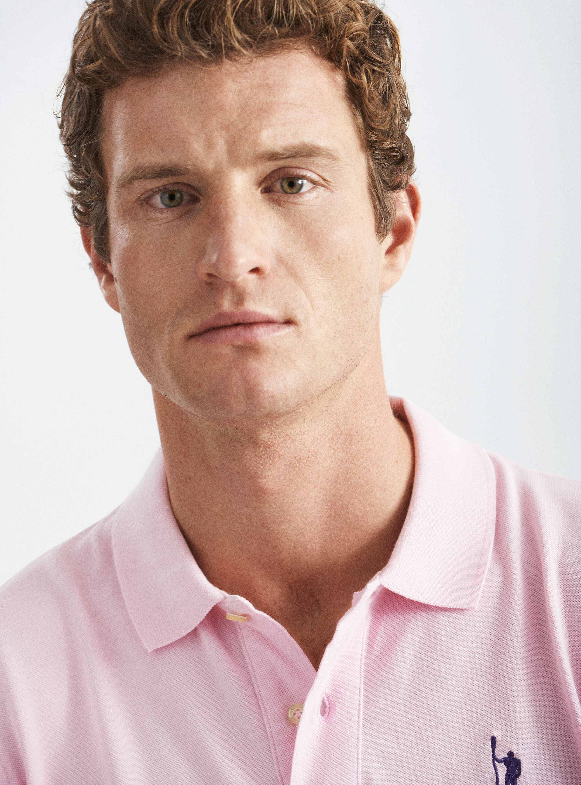 Classic cotton pique polo with embroidery, PINK