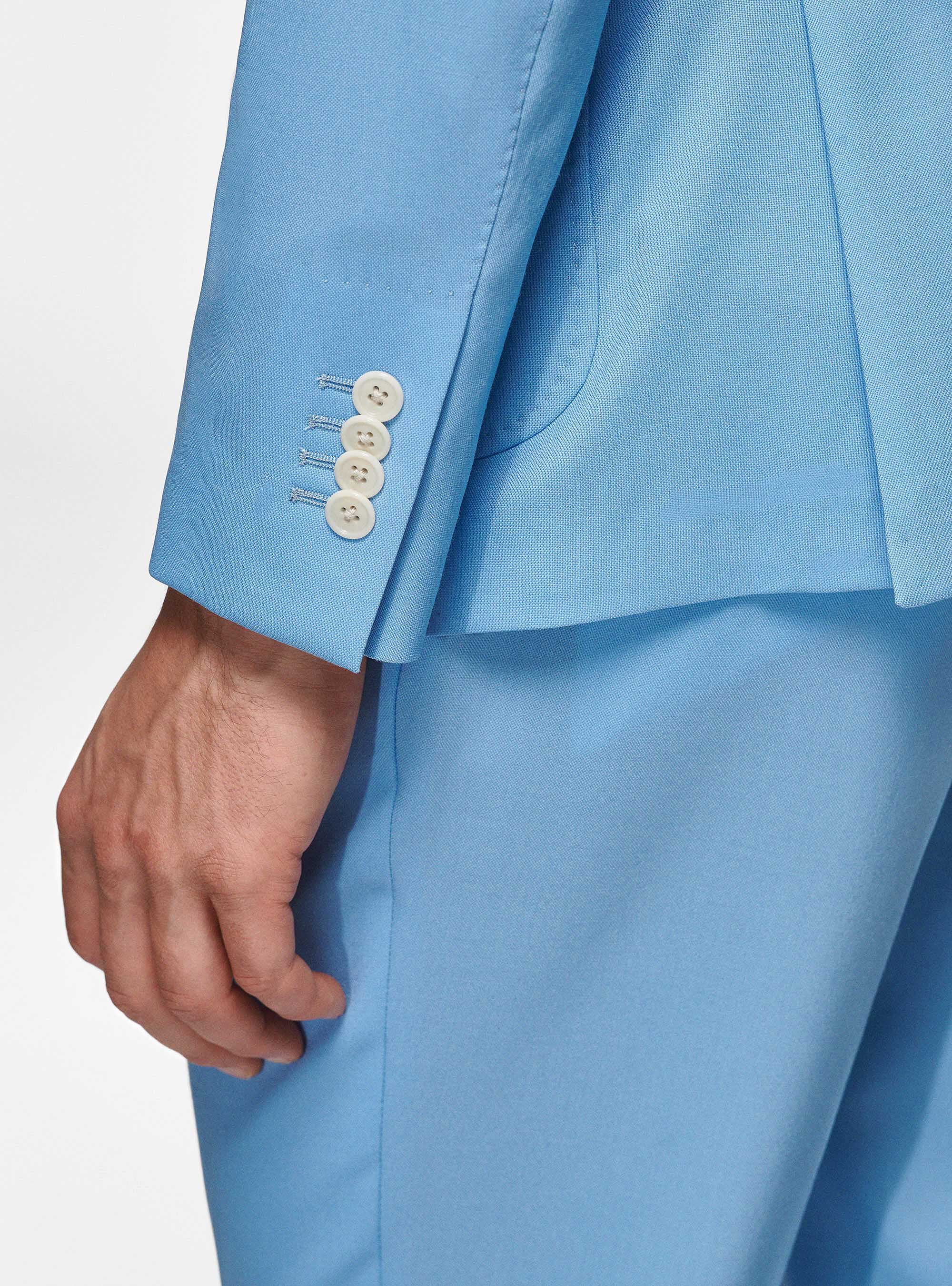 Giacca doppiopetto in pura lana, AZZURRO