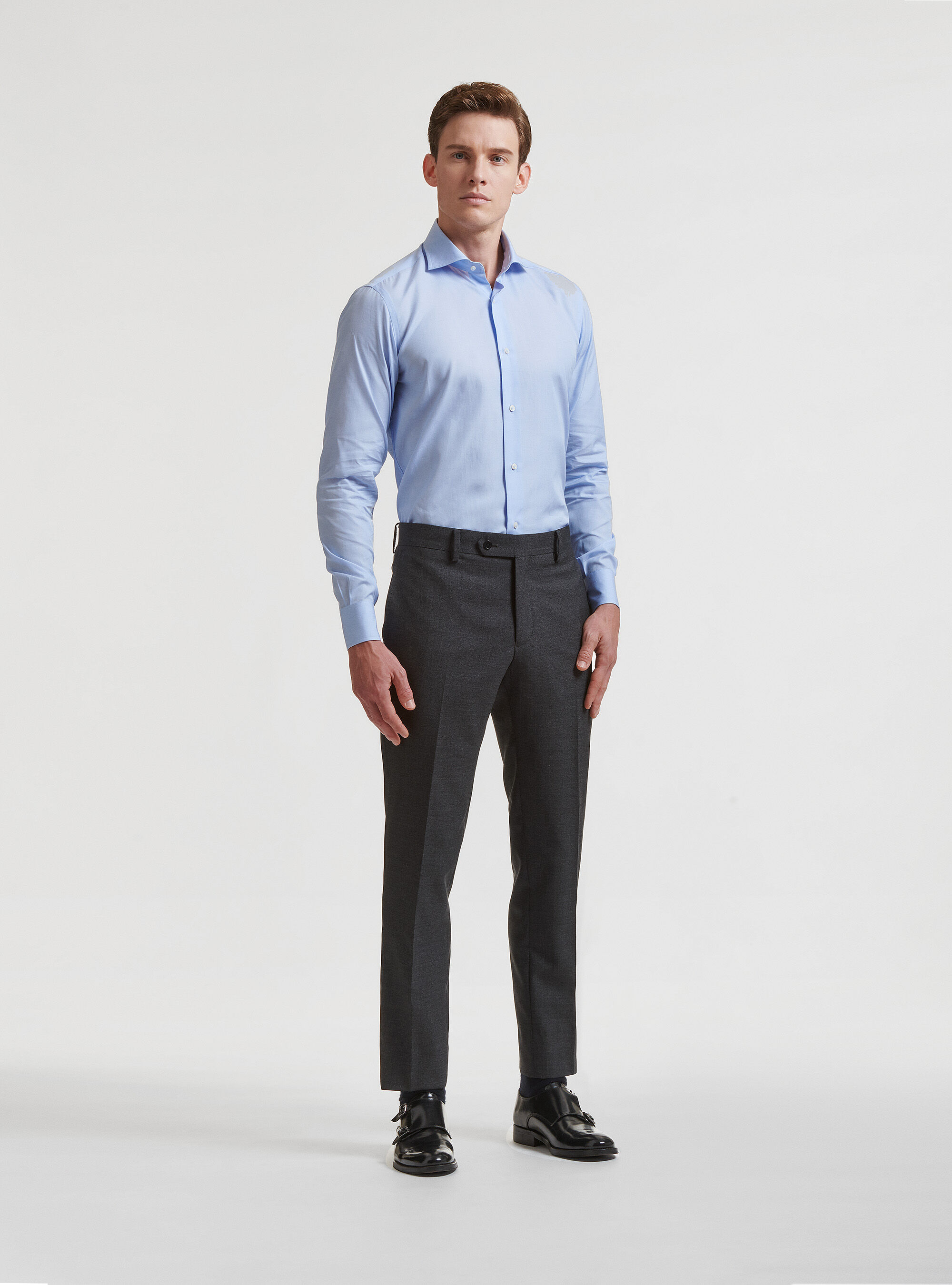 Pantaloni per abito in pura lana Vitale Barberis Canonico, ASFALTO