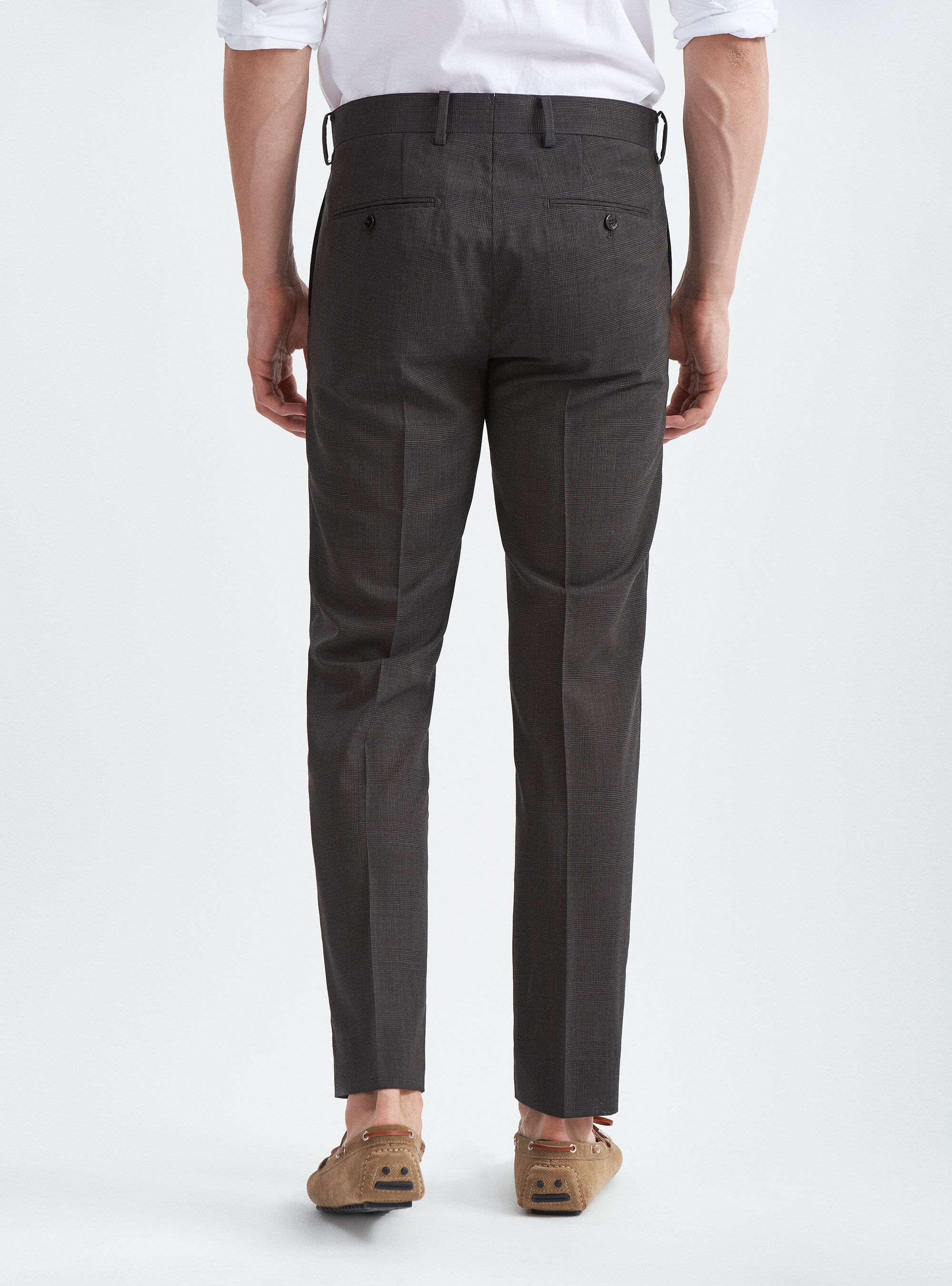 Pantalones de traje Pr&iacute;ncipe de Gales de pura lana Marlane, MARRON