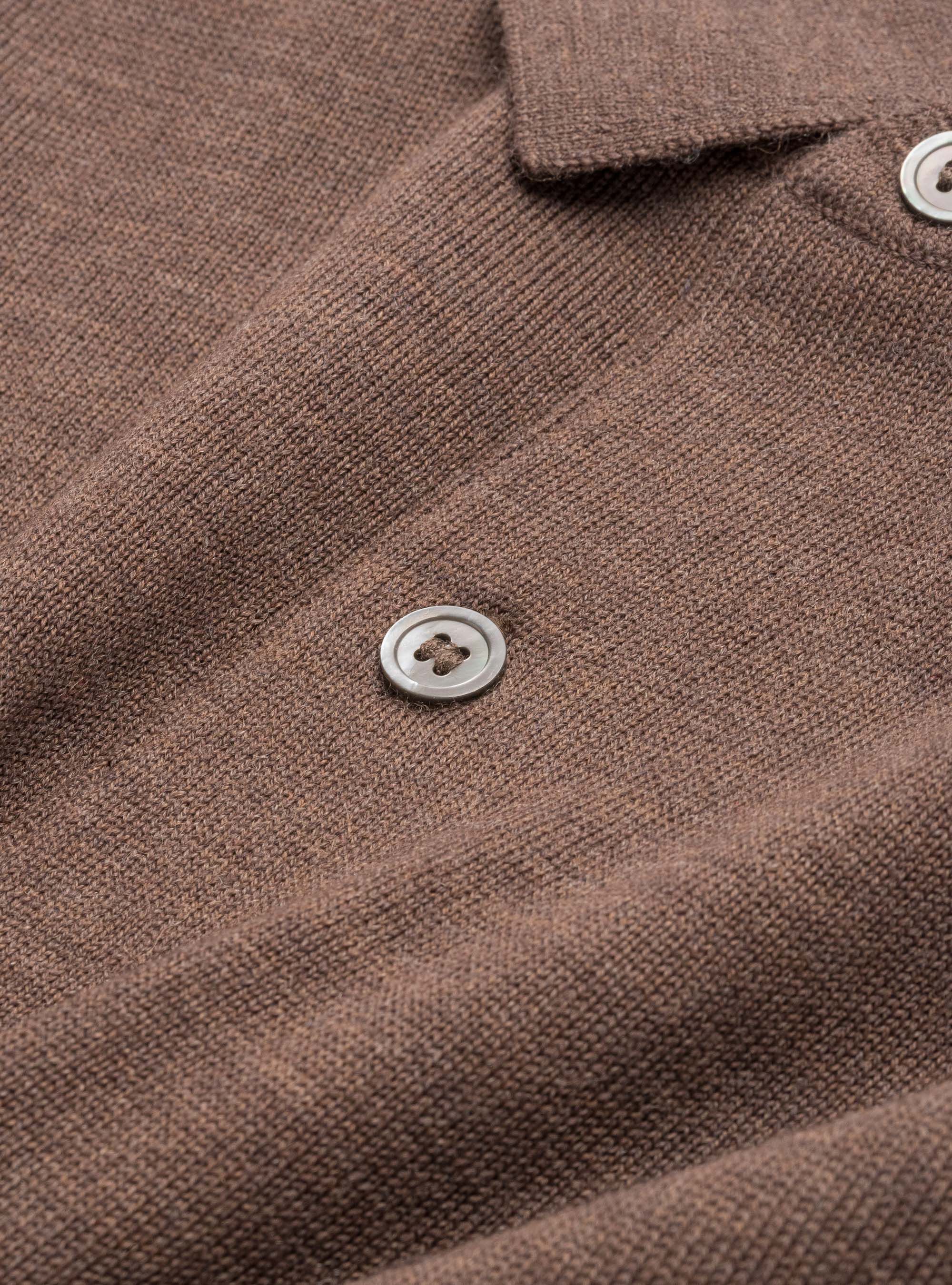 Knitted polo shirt in pure extra-fine merino wool, MUD