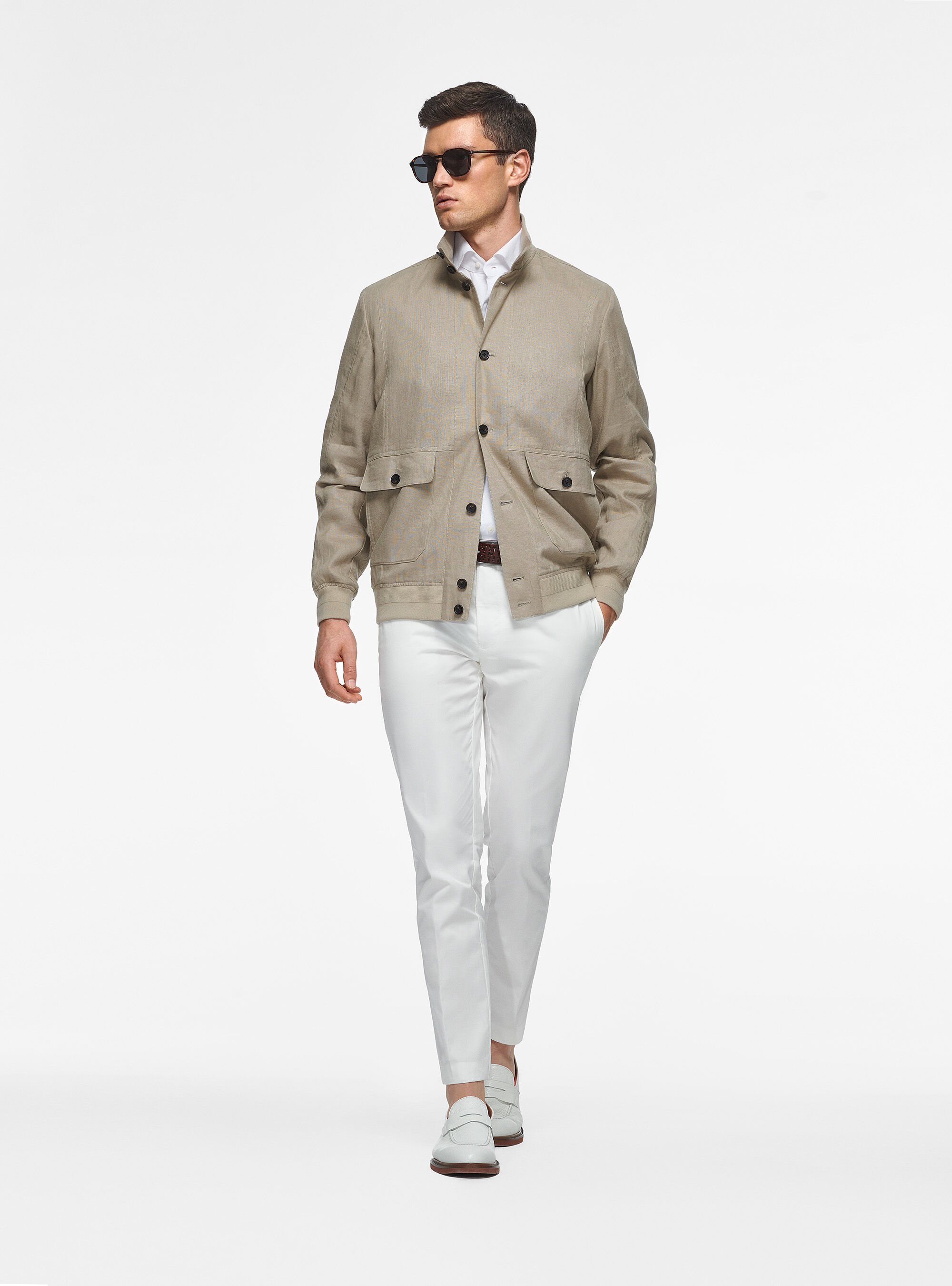 Pure linen bomber jacket