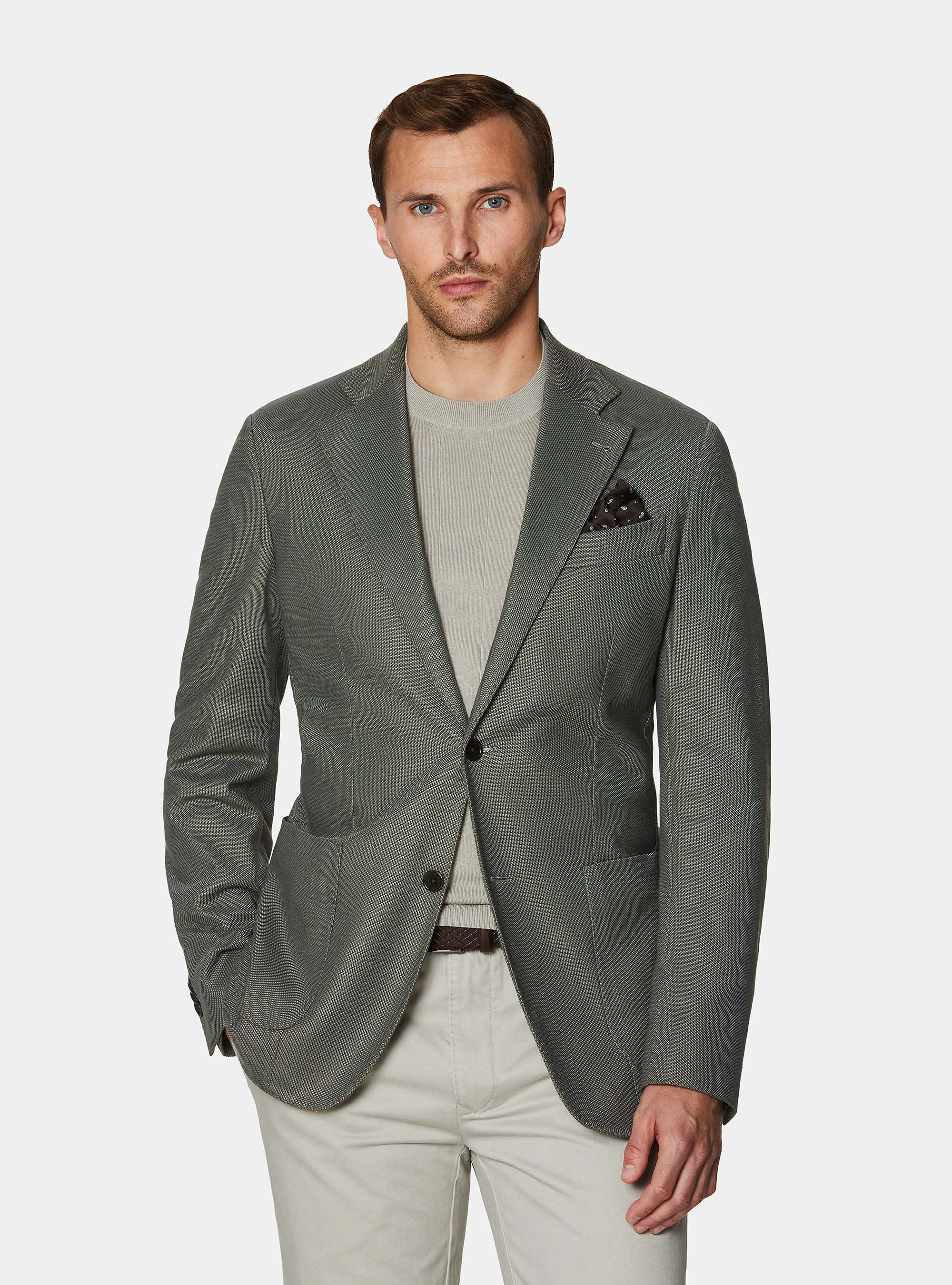 Giacca jersey in misto cotone, MILITARE 0609C