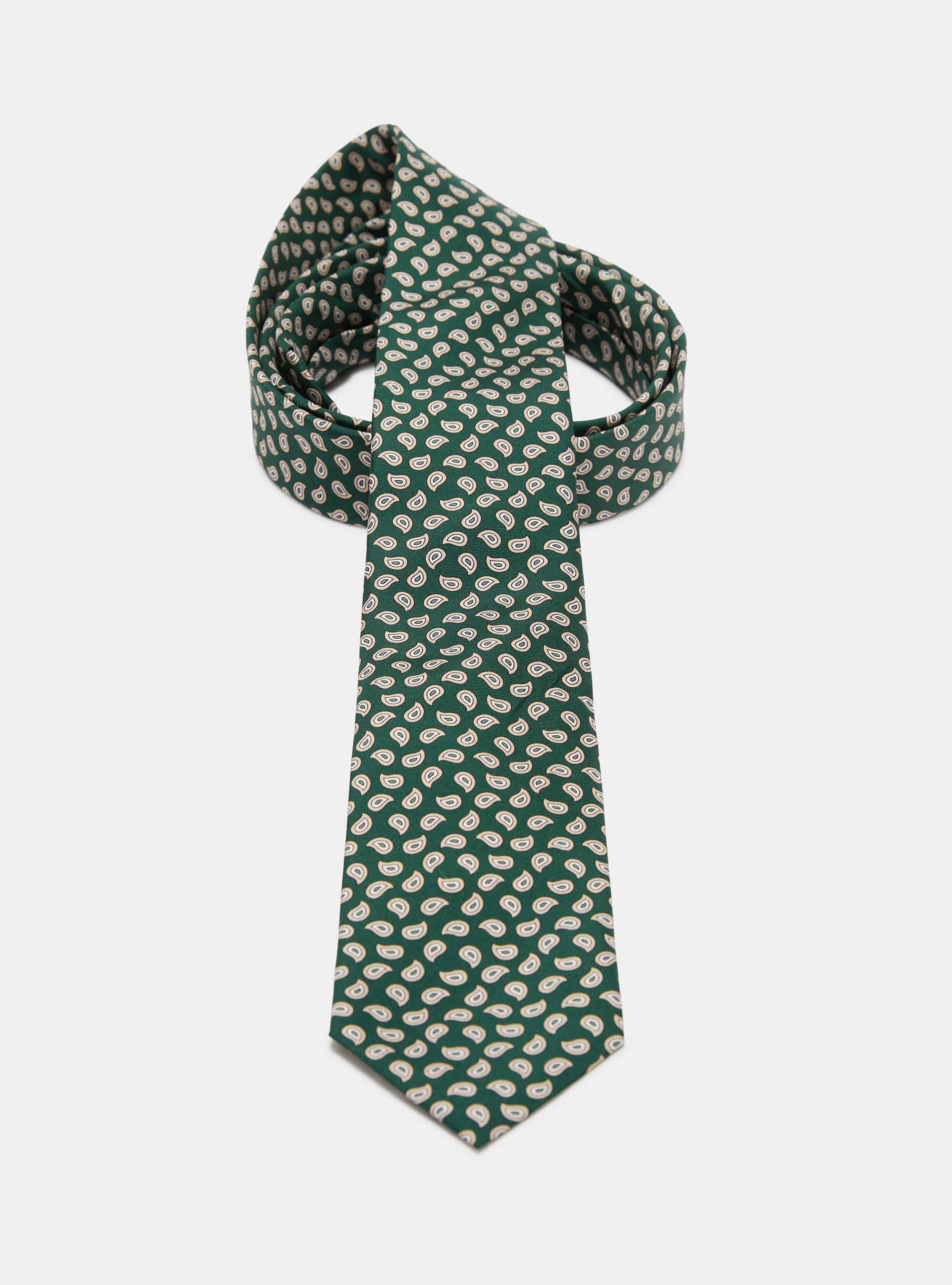 Paisley-patterned silk tie, GREEN