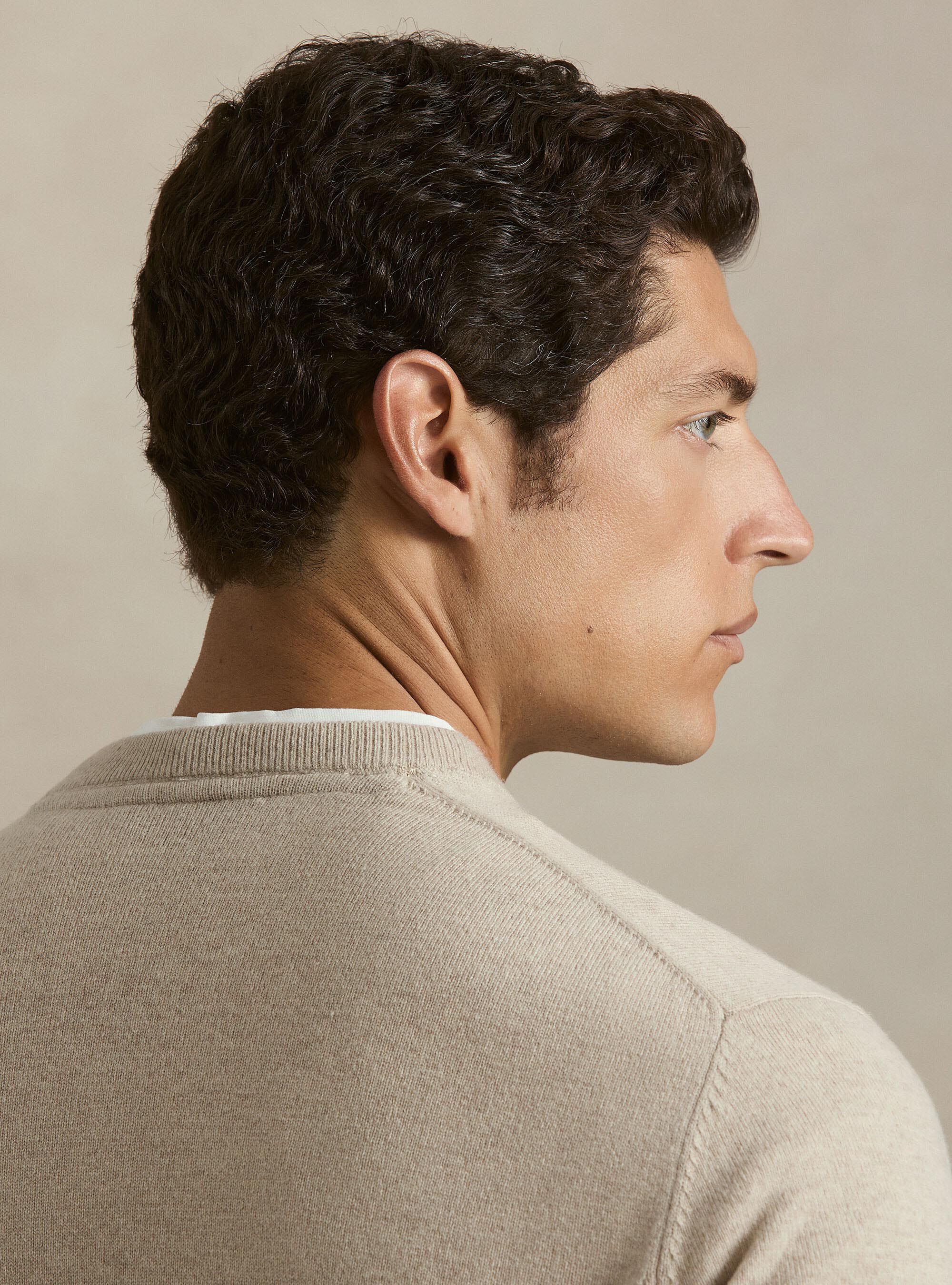 Girocollo in maglia in lambswool cashmere, ECRU