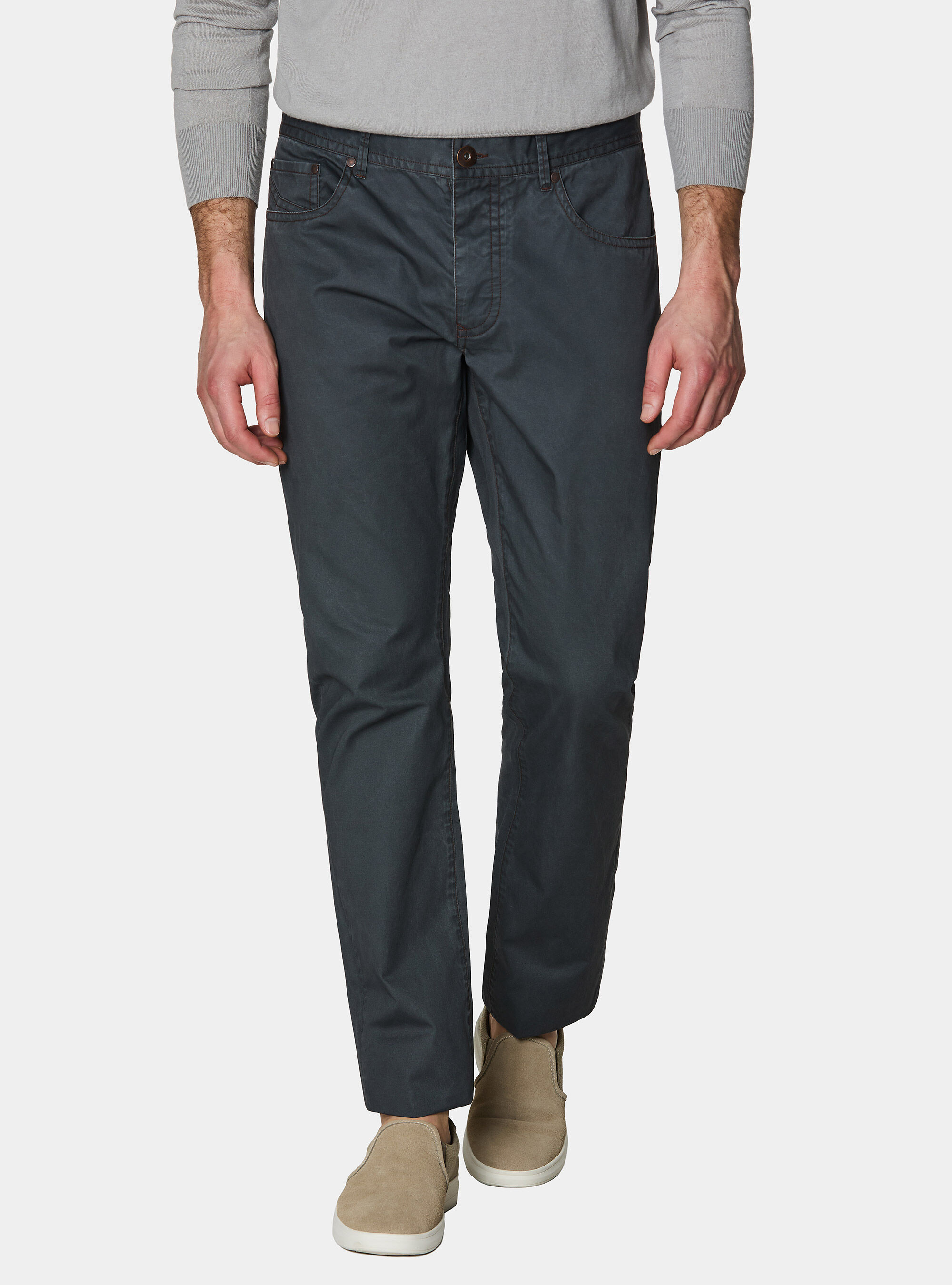 Pantaloni slim fit in cotone lavato, GRIGIO CHIARO