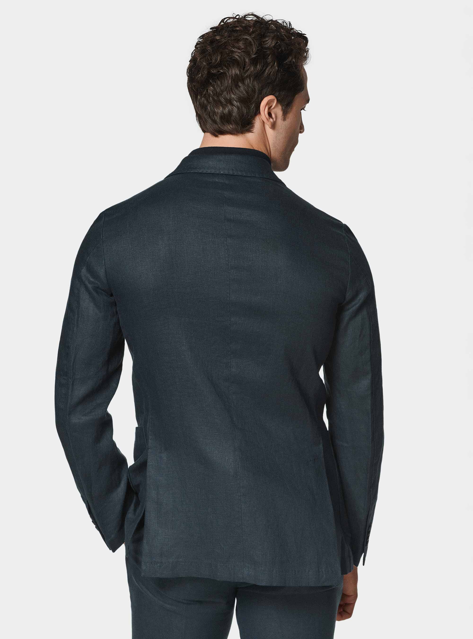 Anzugjacke aus reinem Leinen, NAVY 0218C