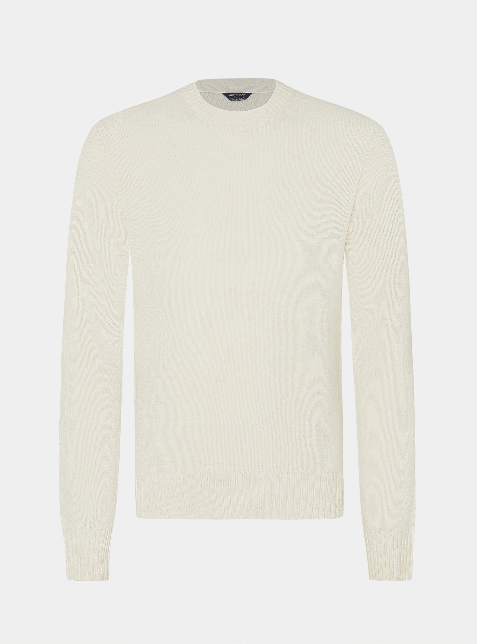 Pure Shetland wool crewneck sweater, WHITE