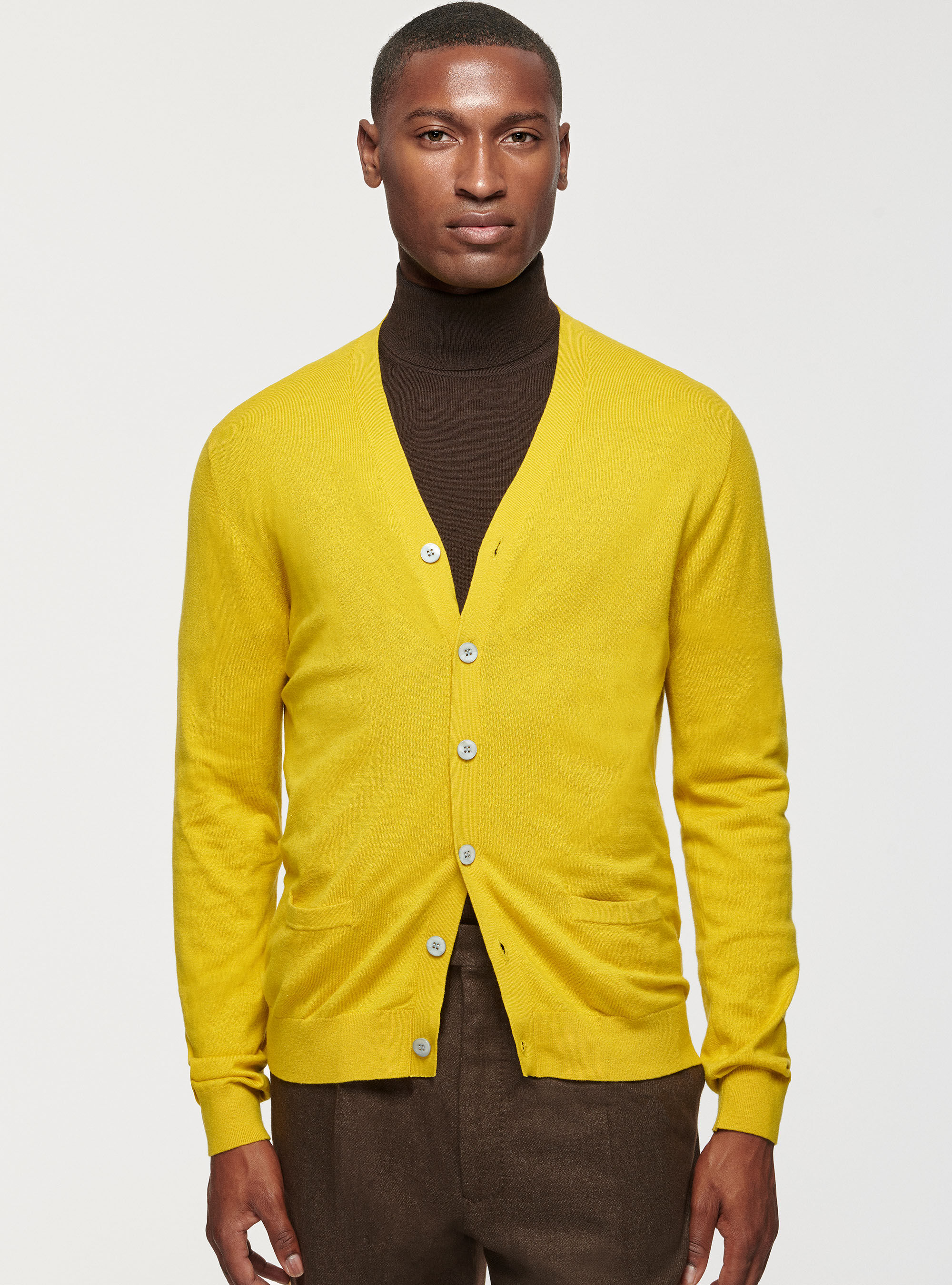 Mens mustard yellow cardigan hot sale