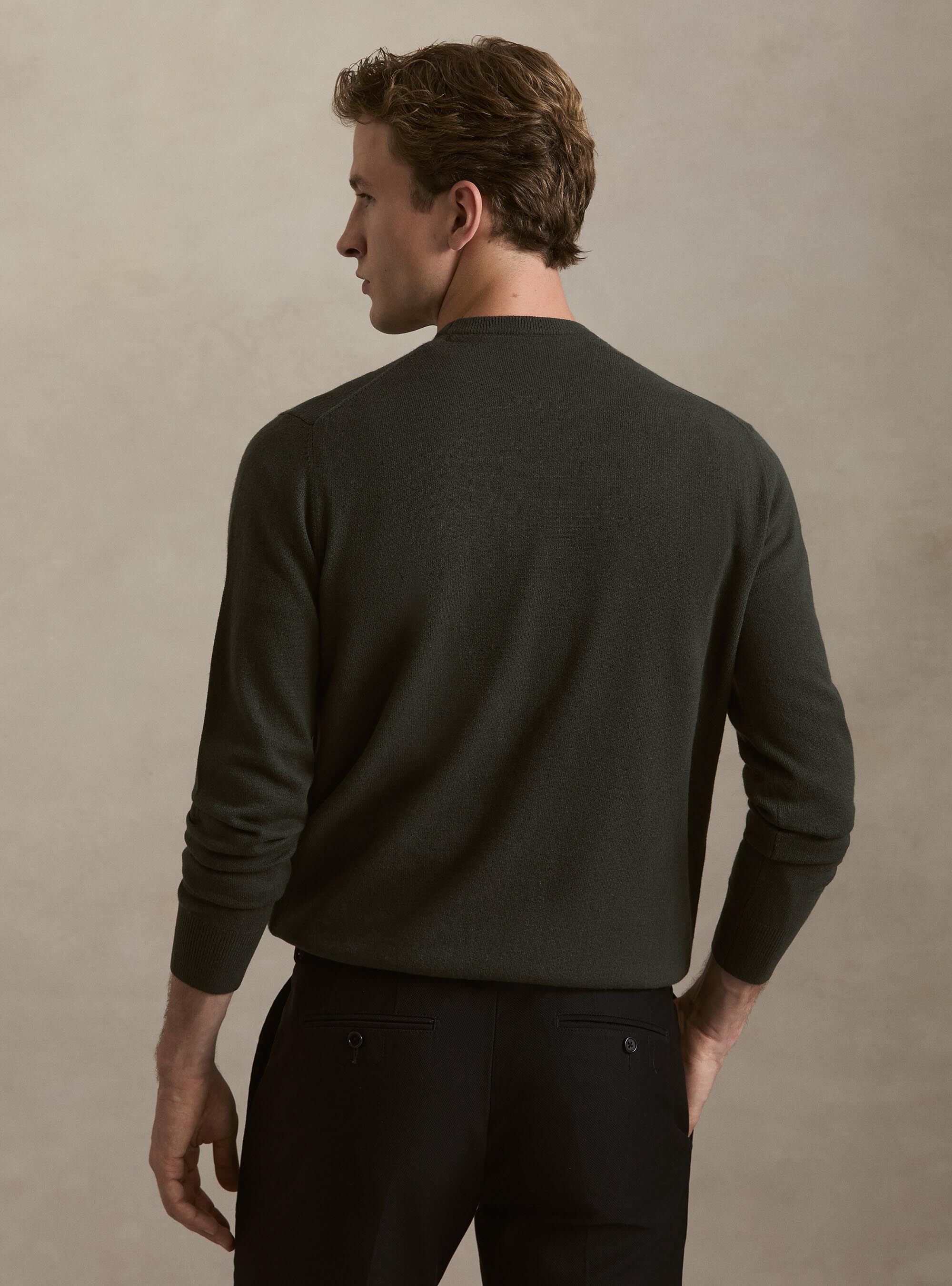 Lambswool and cashmere crewneck sweater, MILITARE 0609C