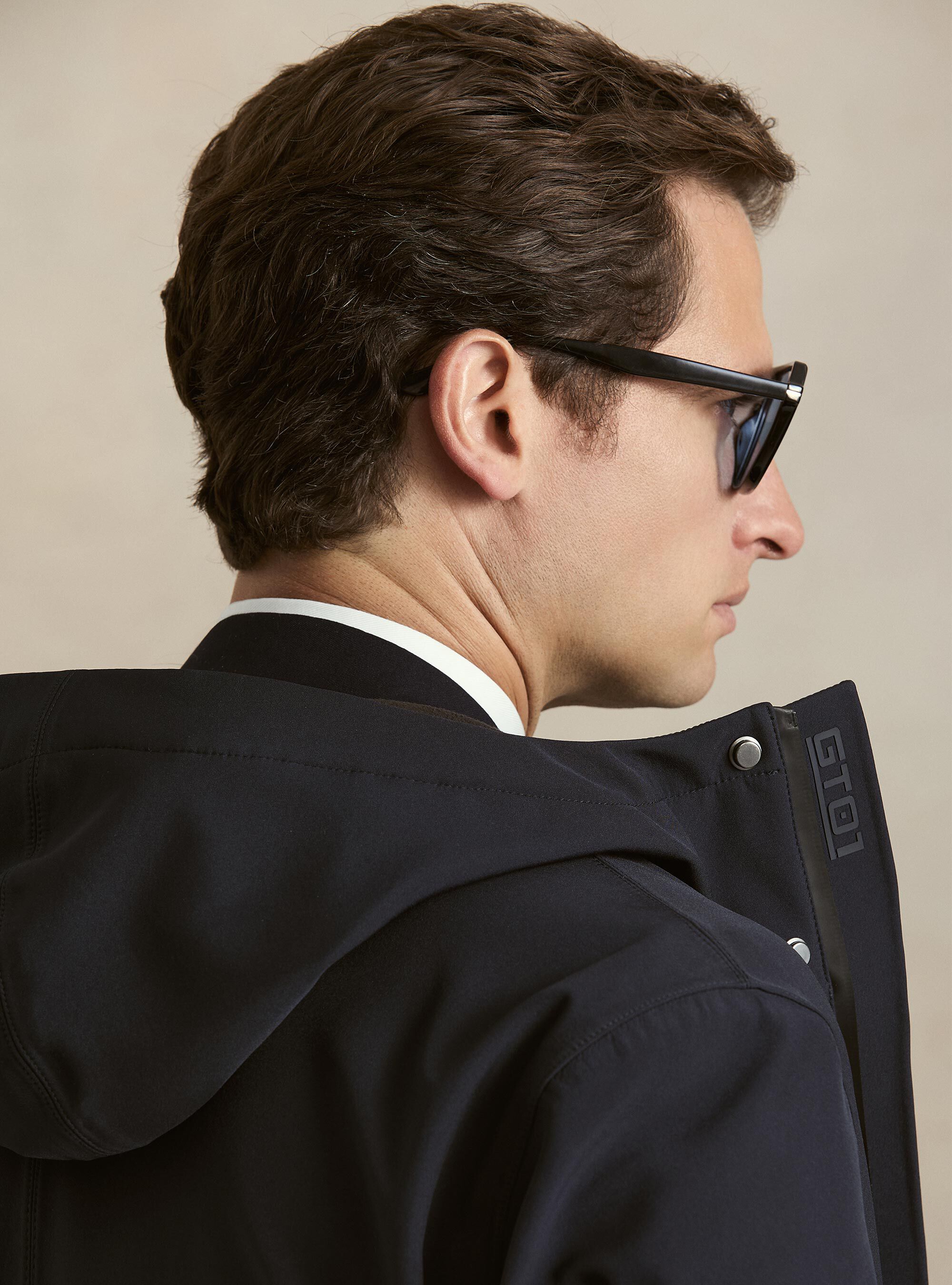 Giubbino lungo tecnico con cappuccio, BLU NAVY