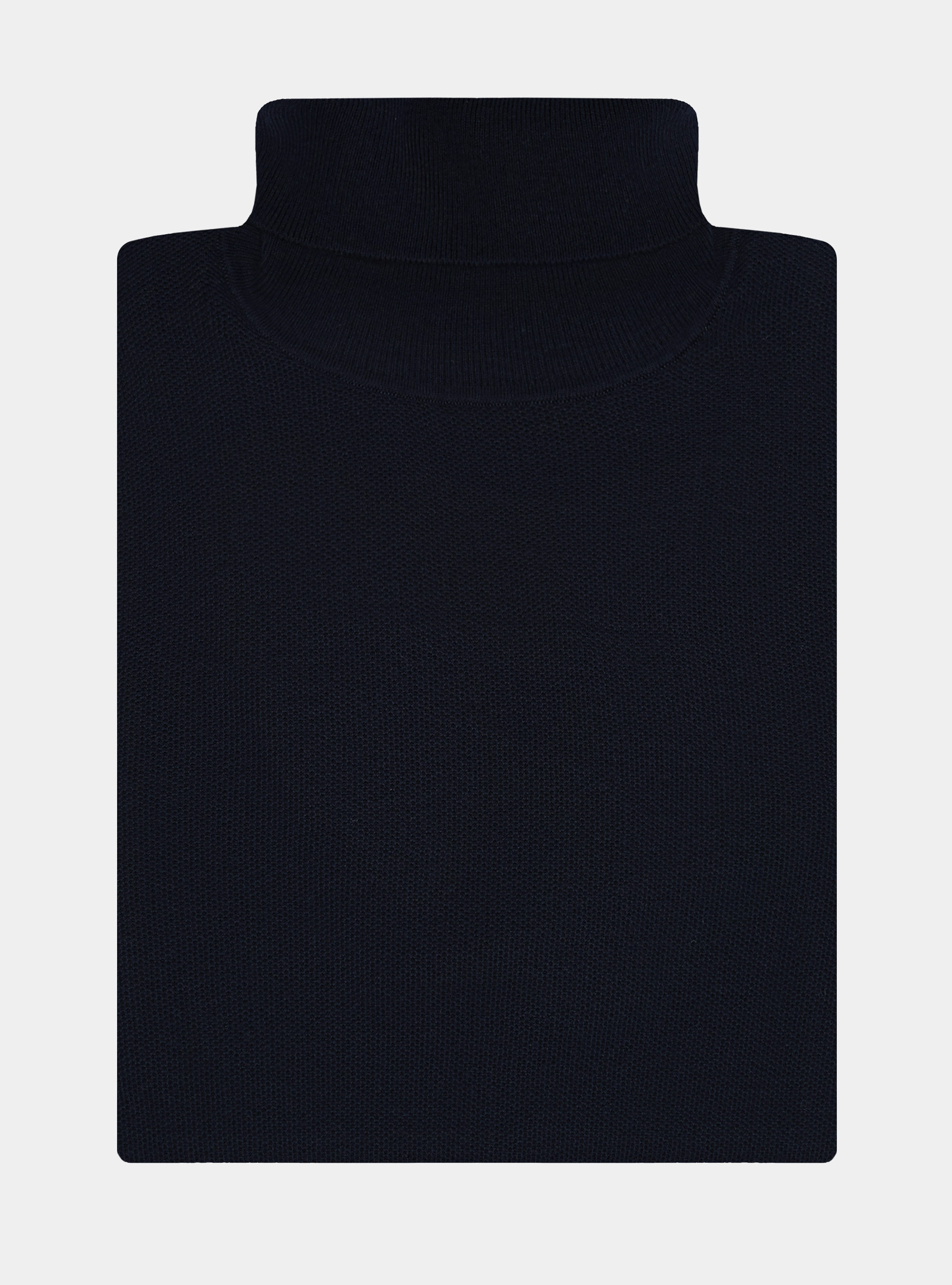 Cotton cashmere honeycomb turtleneck, NAVY BLUE