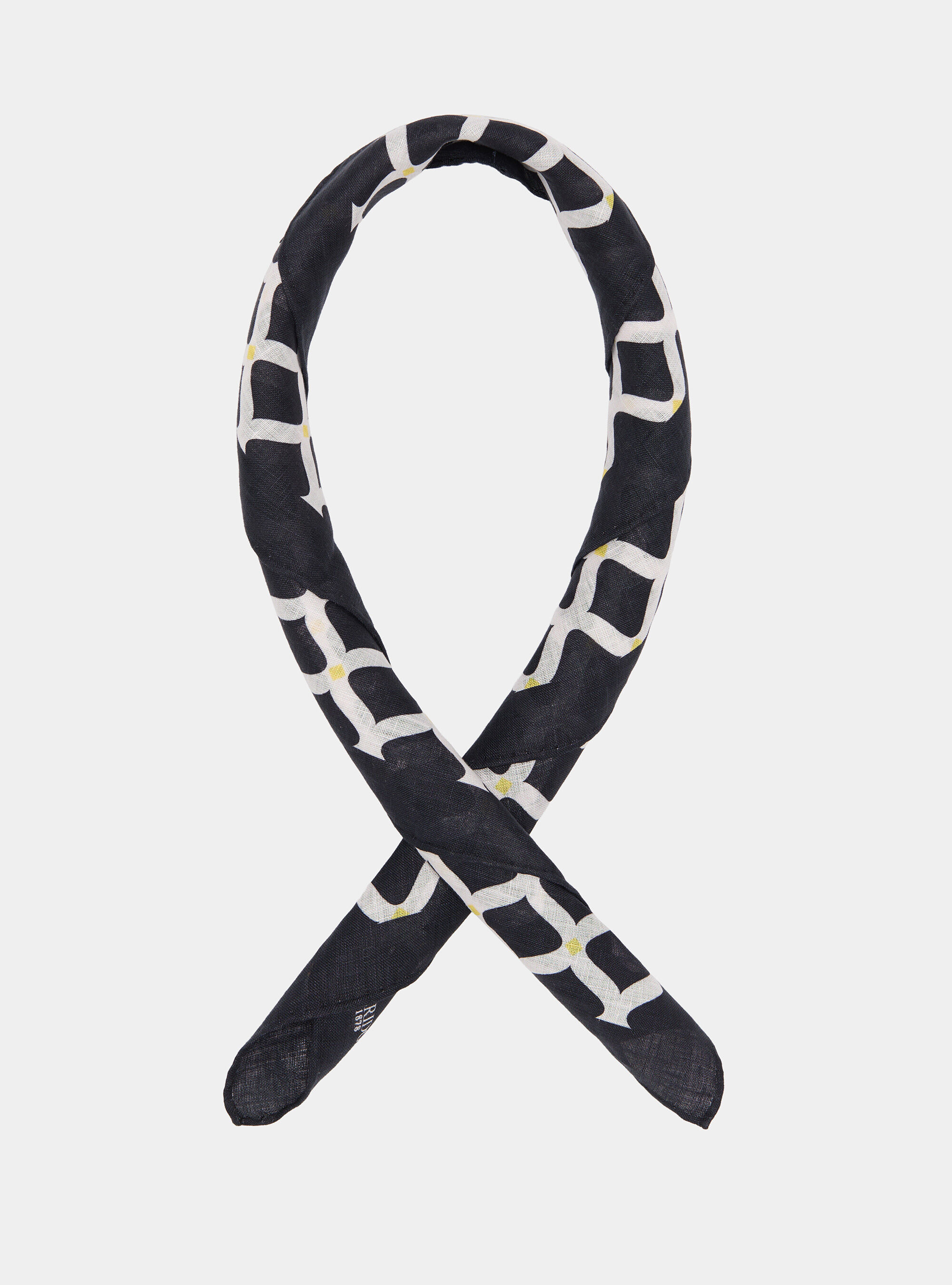 Foulard stampato con fantasia geometrica in lino