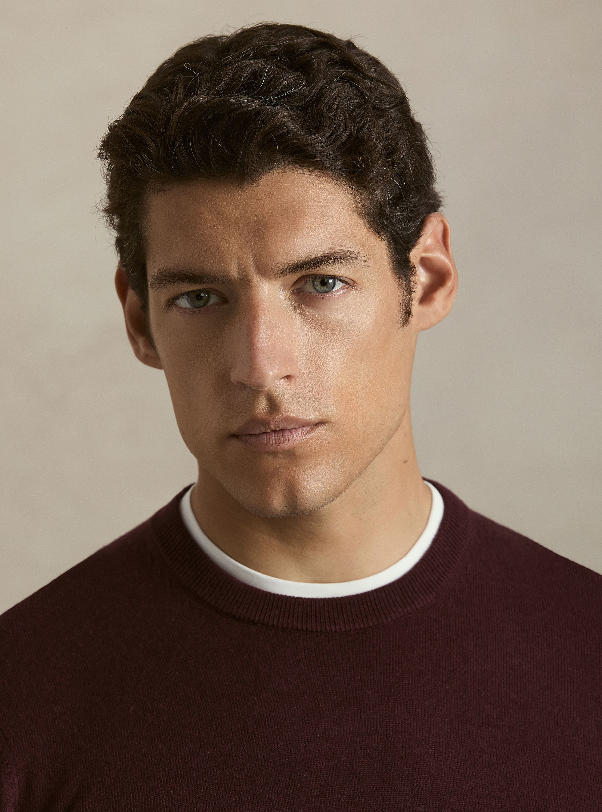 Girocollo in maglia in lana poliammide cashmere, BORDEAUX