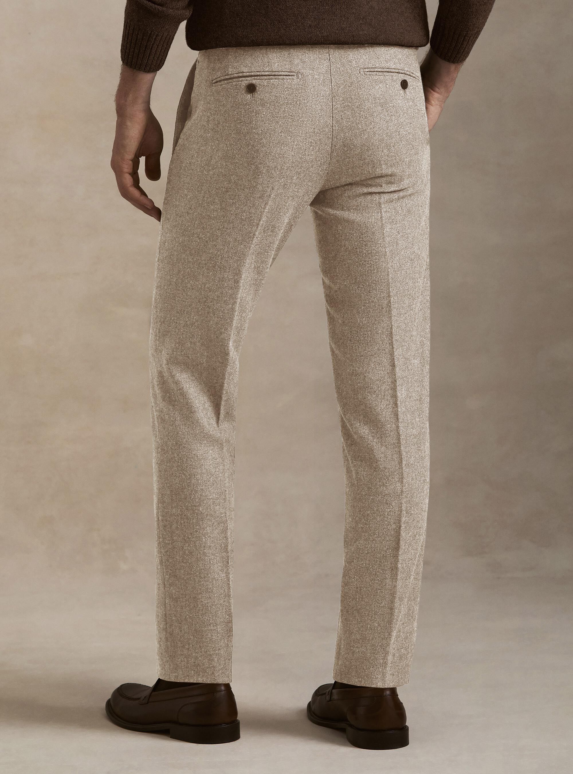Wool blend flannel trousers, SAND