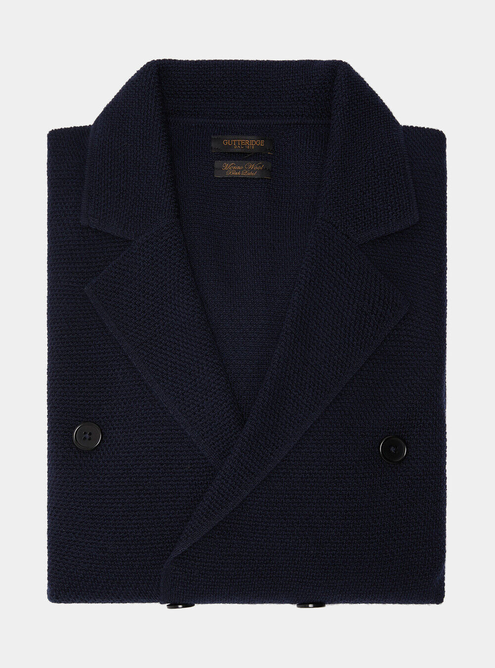 Giacca in maglia doppiopetto in lana merino, BLU NAVY