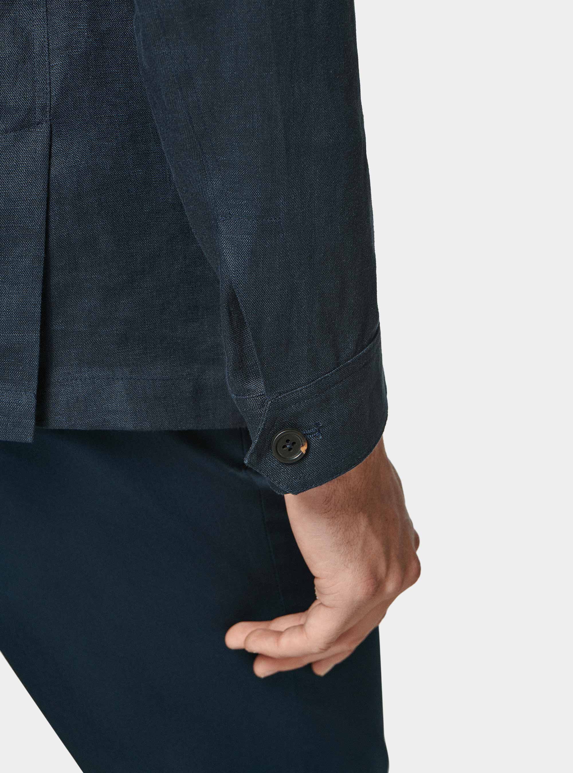 Field jacket in pure linen, NAVY BLUE