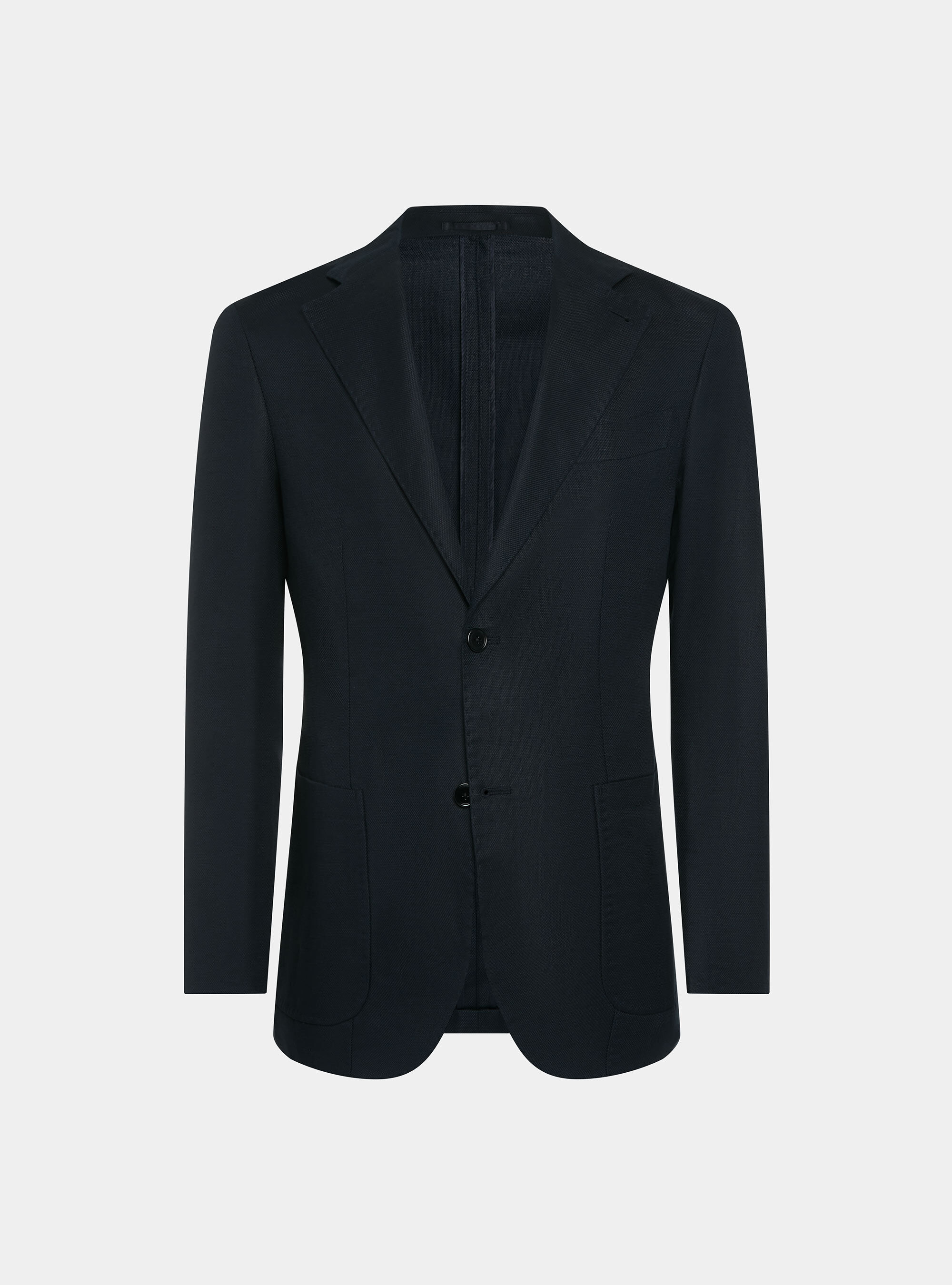Giacca hopsack in cotone e lino, BLU NAVY