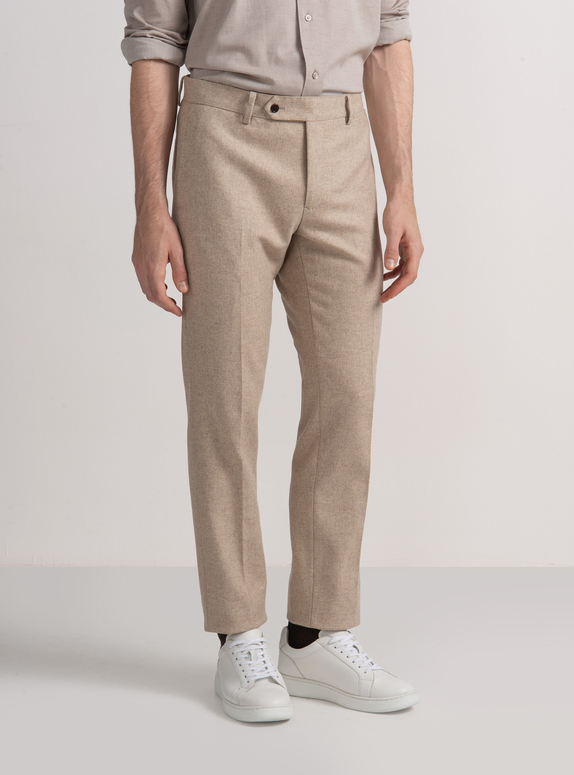 Wool-blend flannel trousers