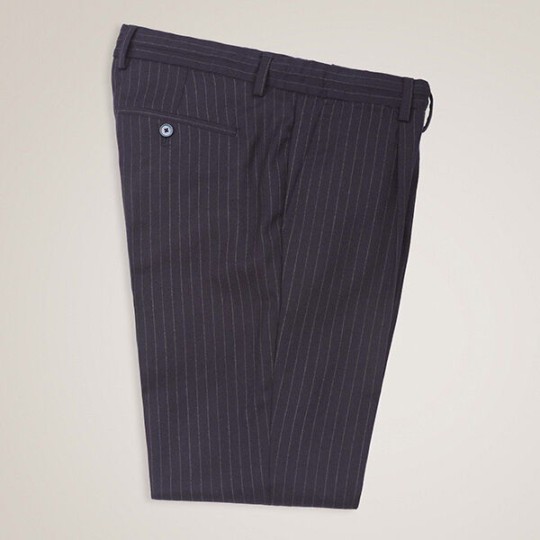 Pinstripe wool pants with drawstring