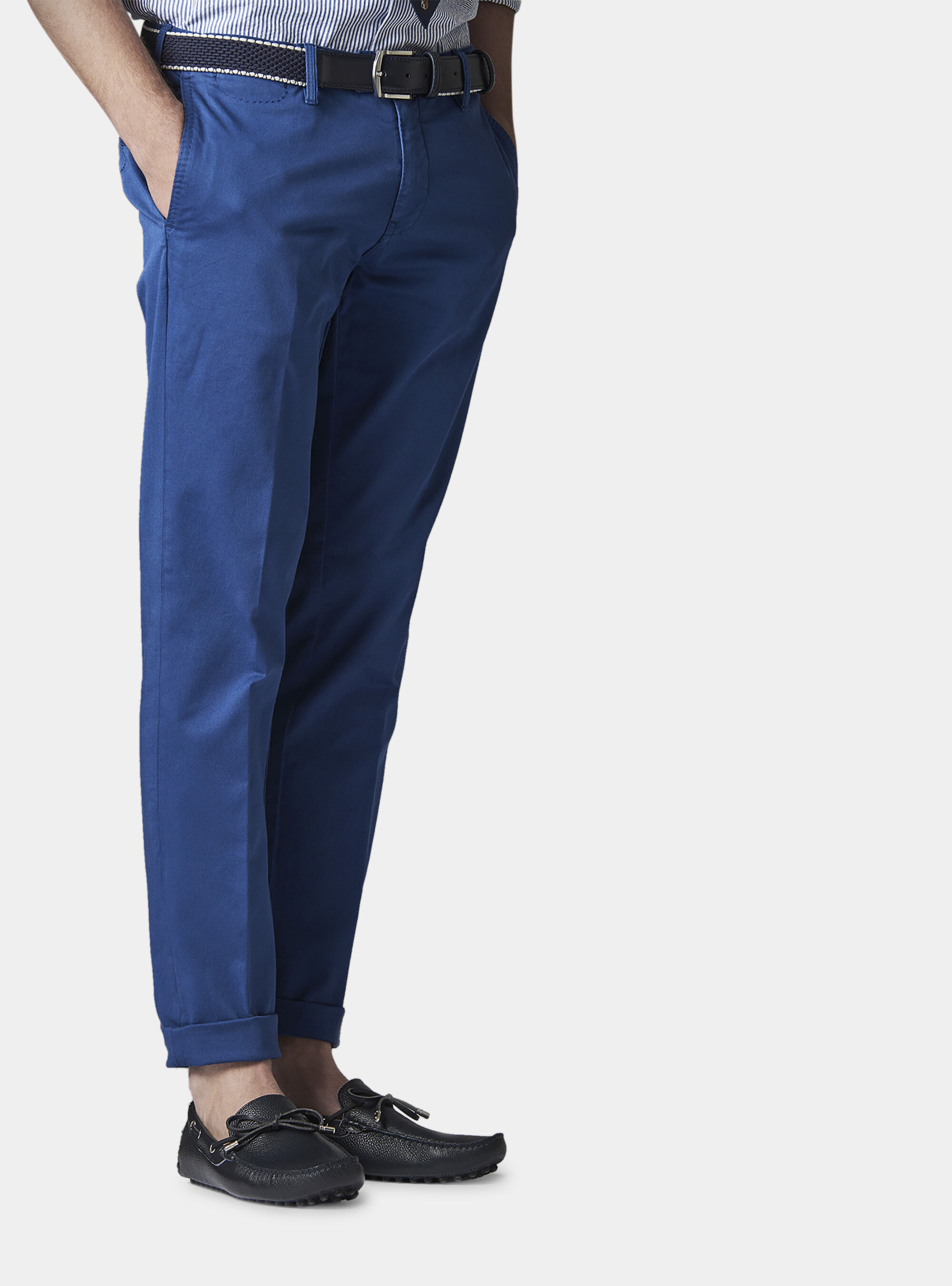 Pantalones chinos de algod&oacute;n stretch, AZUL MEDIO