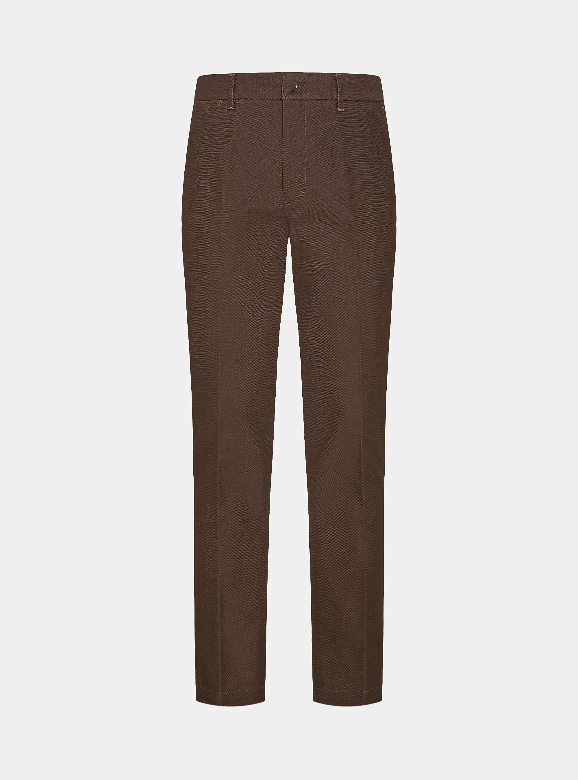 Textured cotton chino trousers, BROWN
