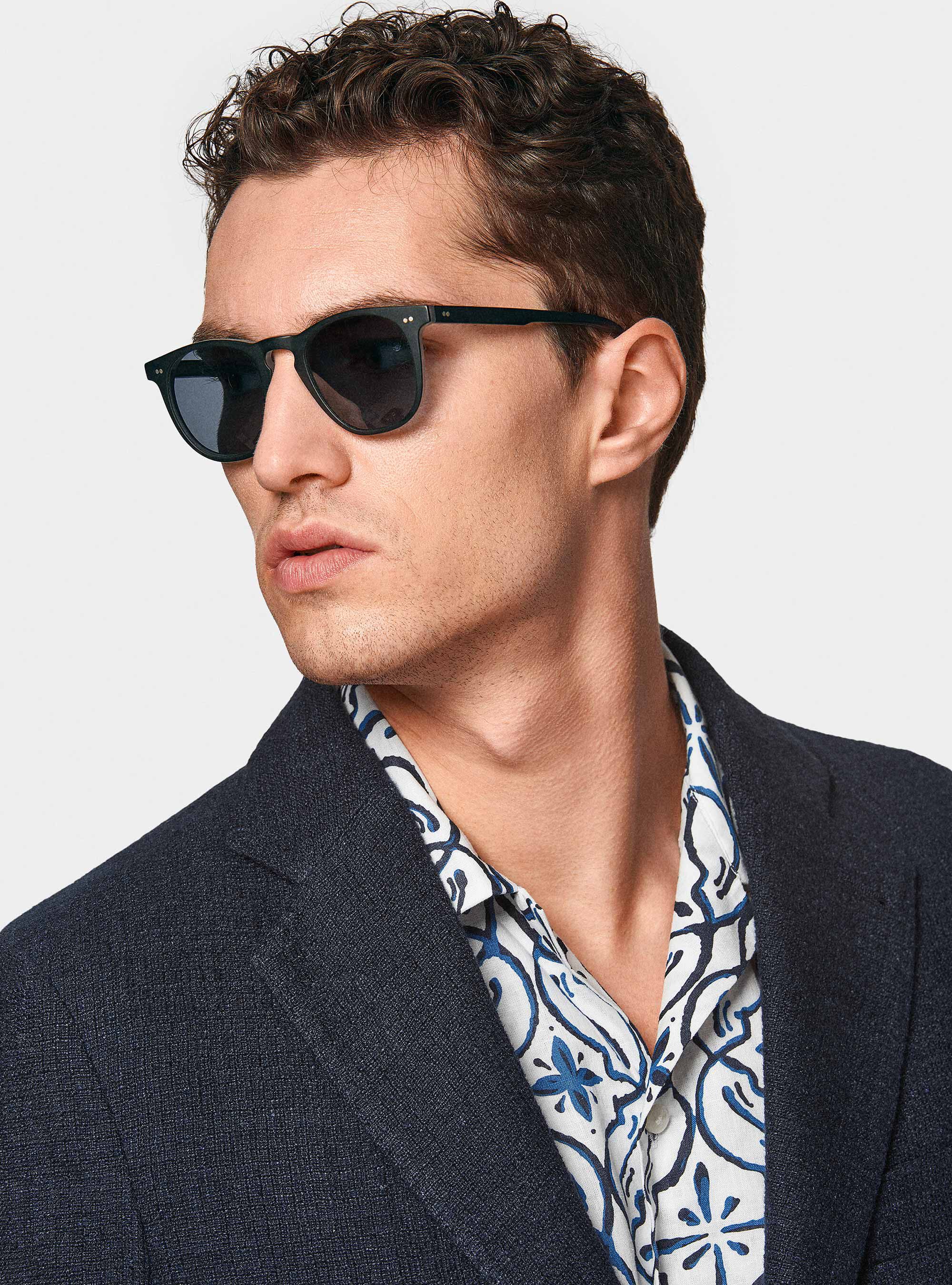 Giacca in lino crepe, BLU NAVY