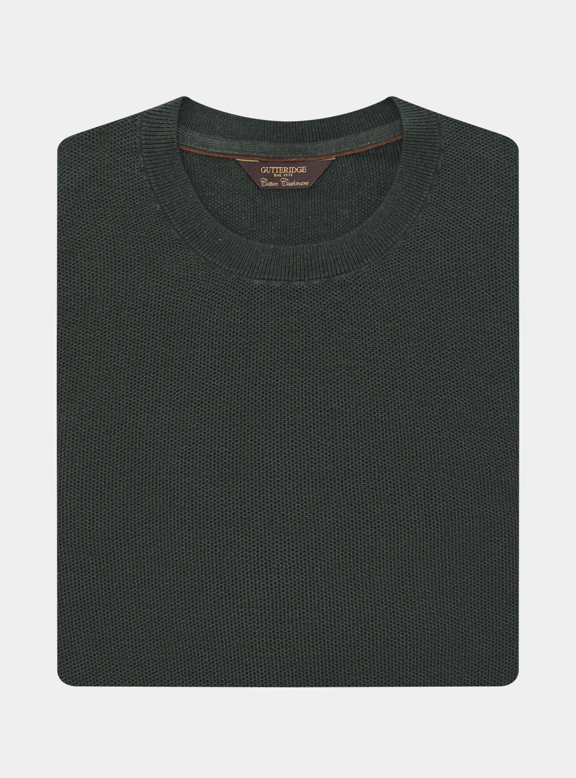 Girocollo in maglia nido d'ape in cotone cashmere, MILITARE 0609C